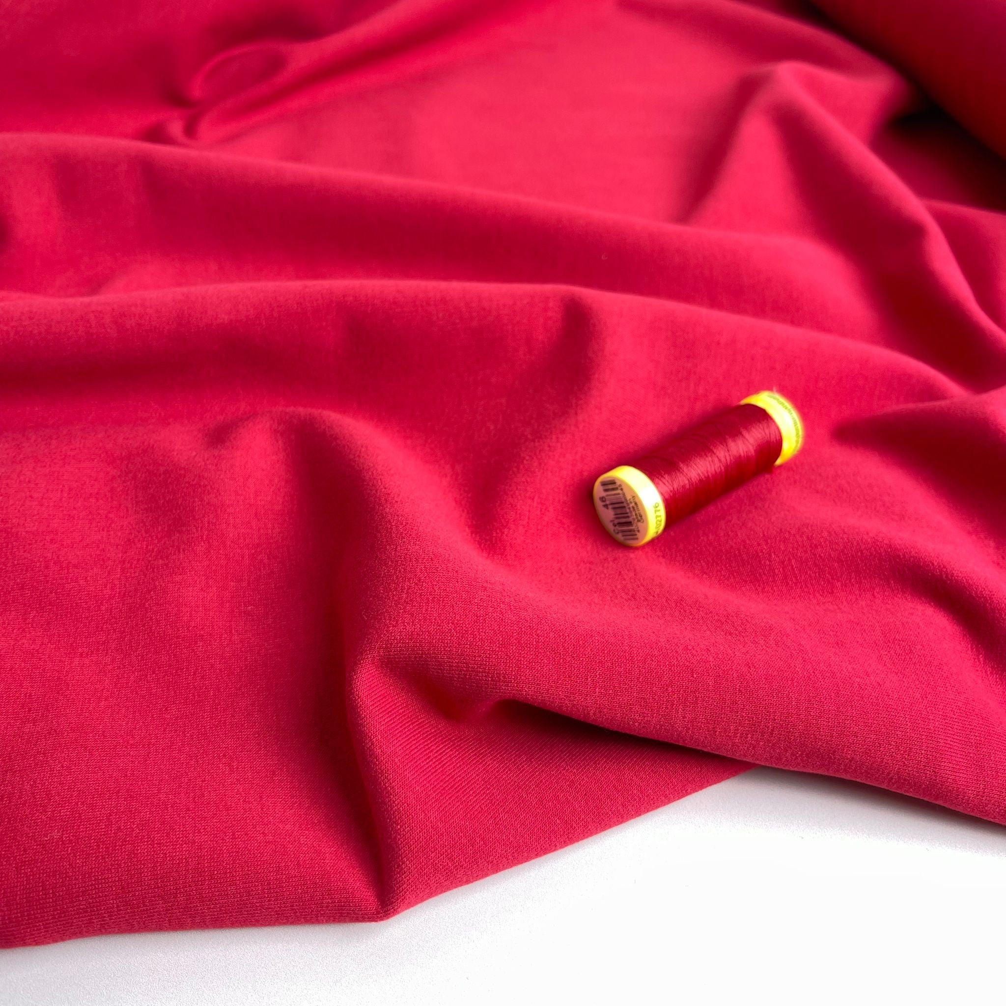 Peach Soft GOTS Organic Cotton Sweat-shirting in Dark Red