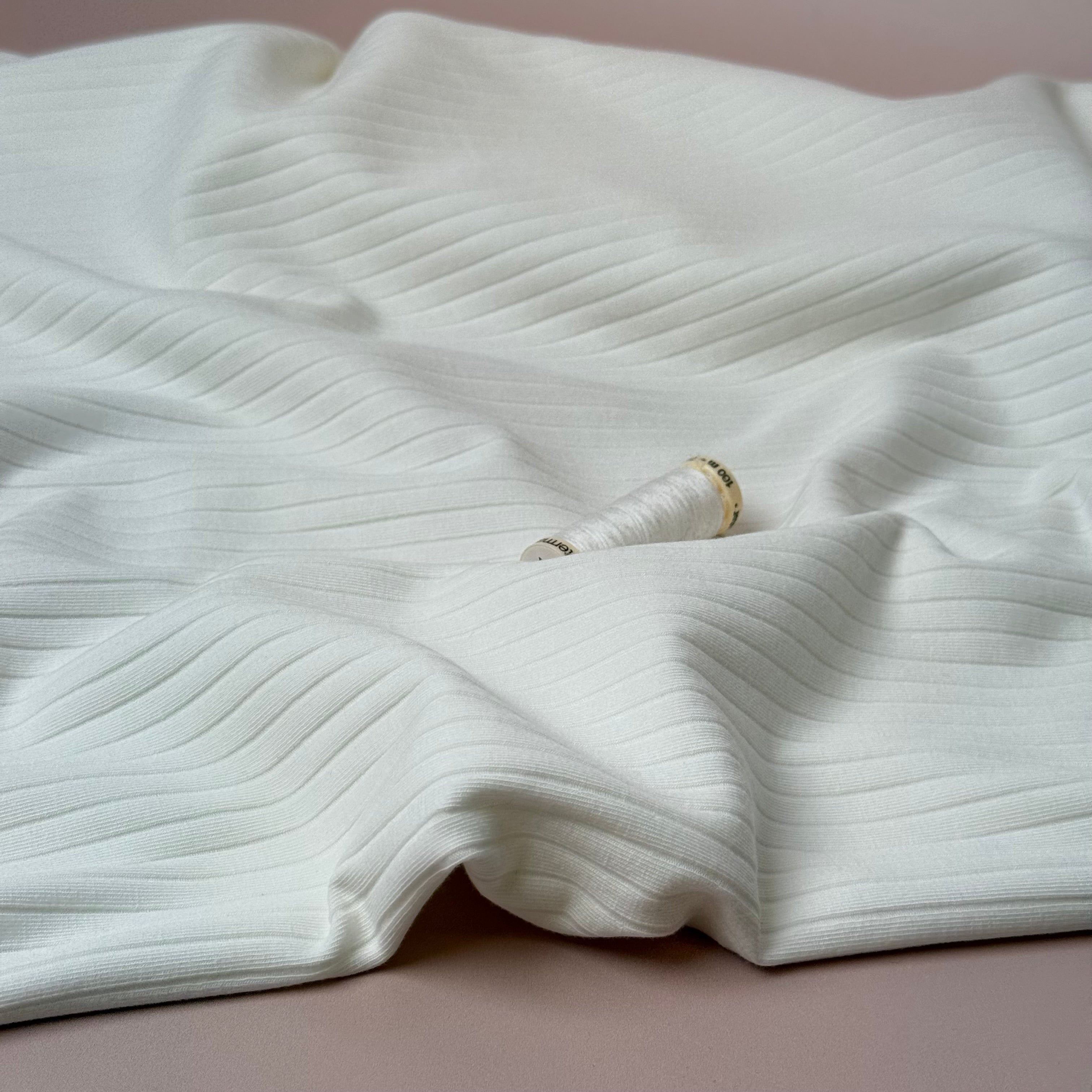 Off-White Cotton Ribbed Jersey