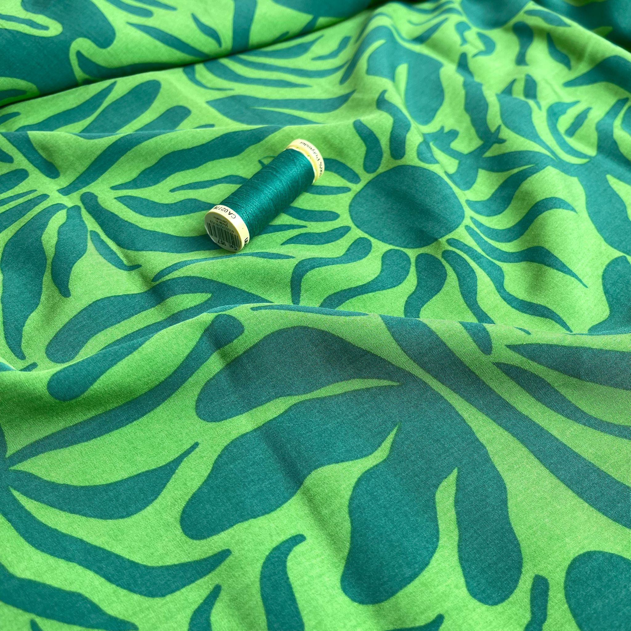 Emerald Vacation Viscose Poplin Fabric