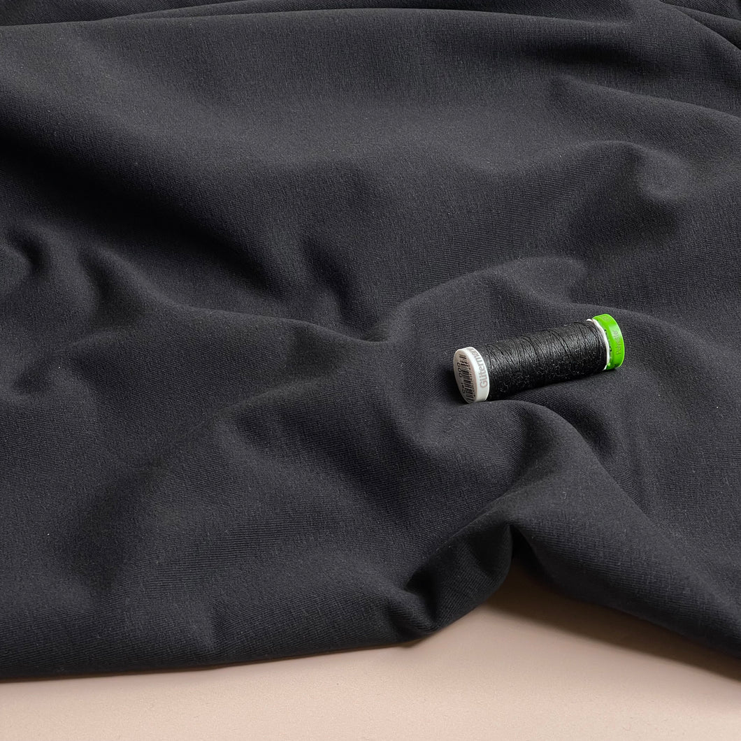 Brushed Cotton Sweat-shirting in Black