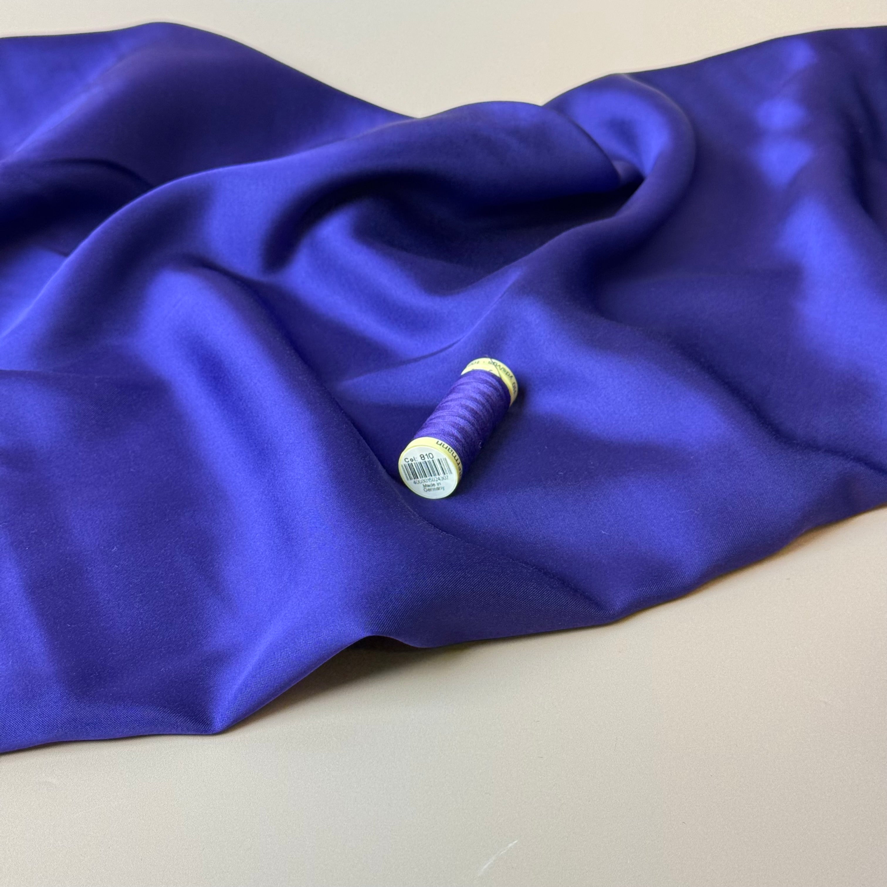 Purple Solid Viscose Sateen Fabric