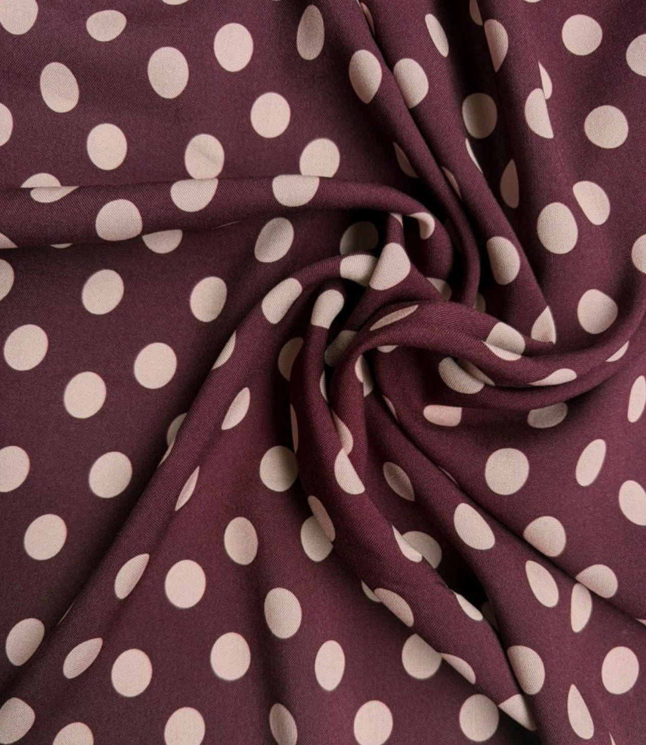 Cousette - Polka Dot Deep Plum Viscose Fabric