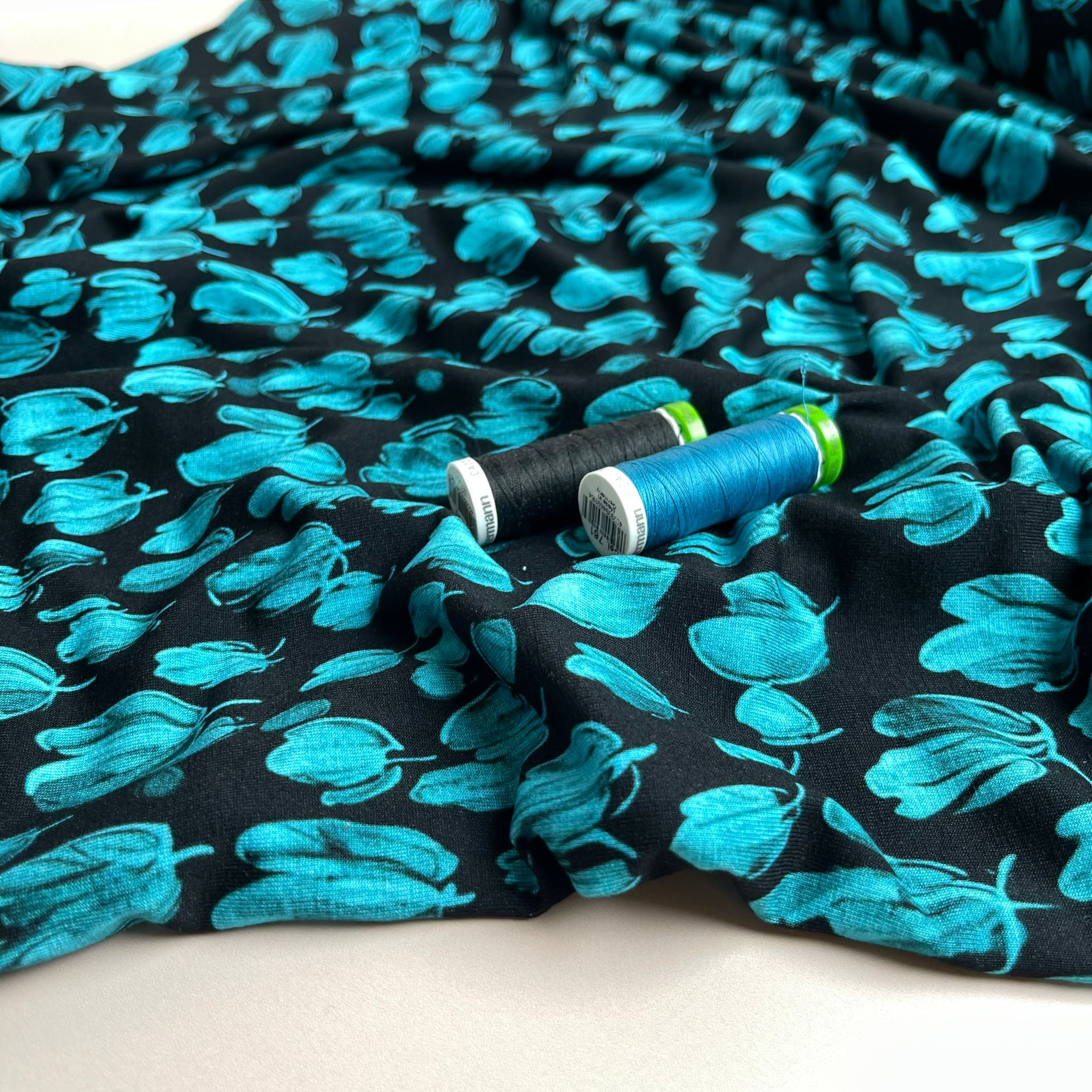 Danish Design - Teal Petals ECOVERVO™ Viscose Jersey