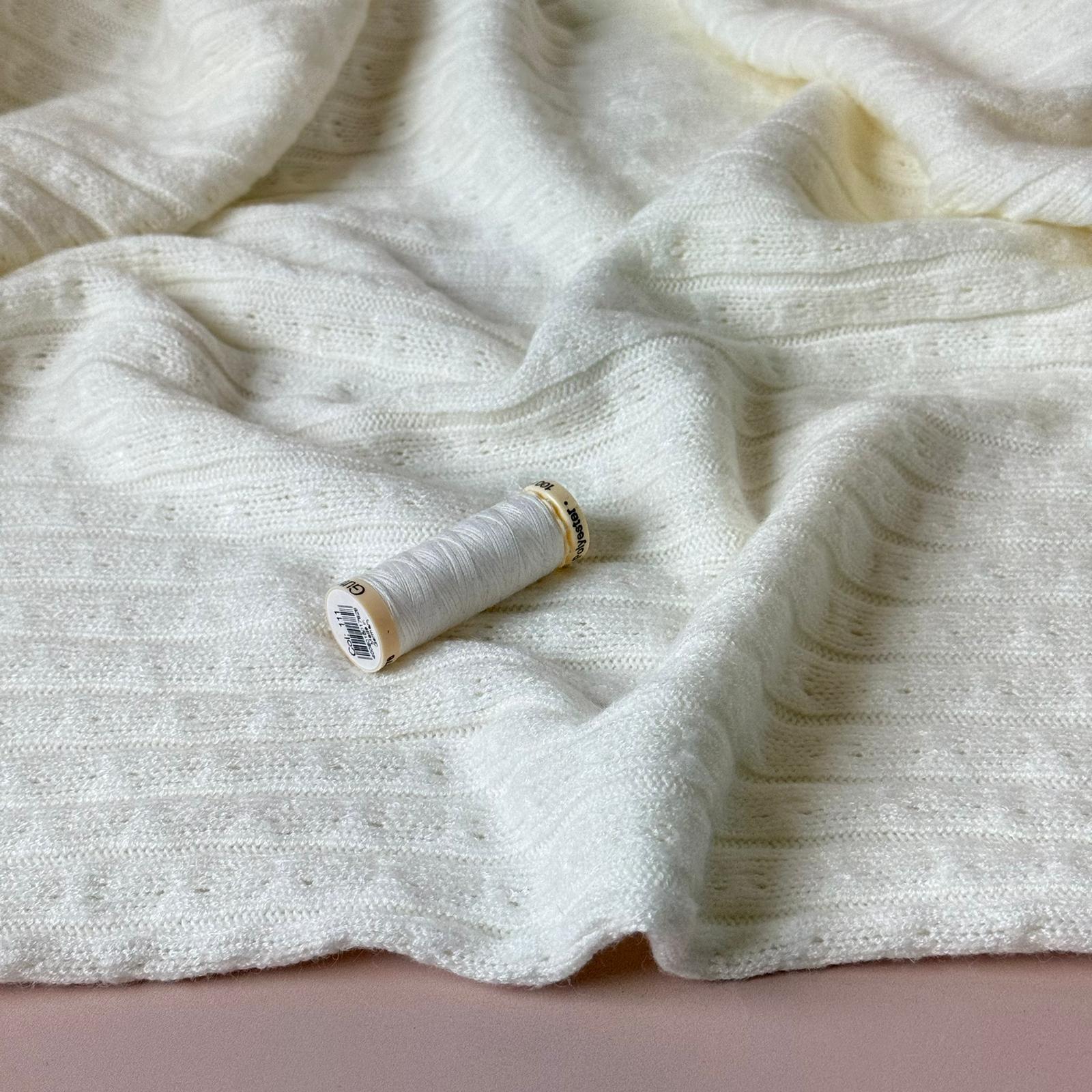 Montreal Rayon Blend Cable Sweater Knit in Off-White