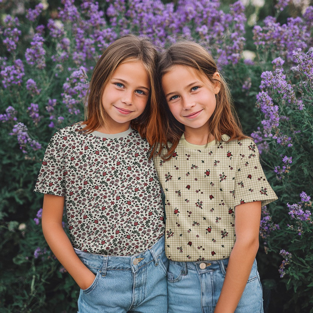 Flowers on Natural GOTS Organic Cotton Jersey