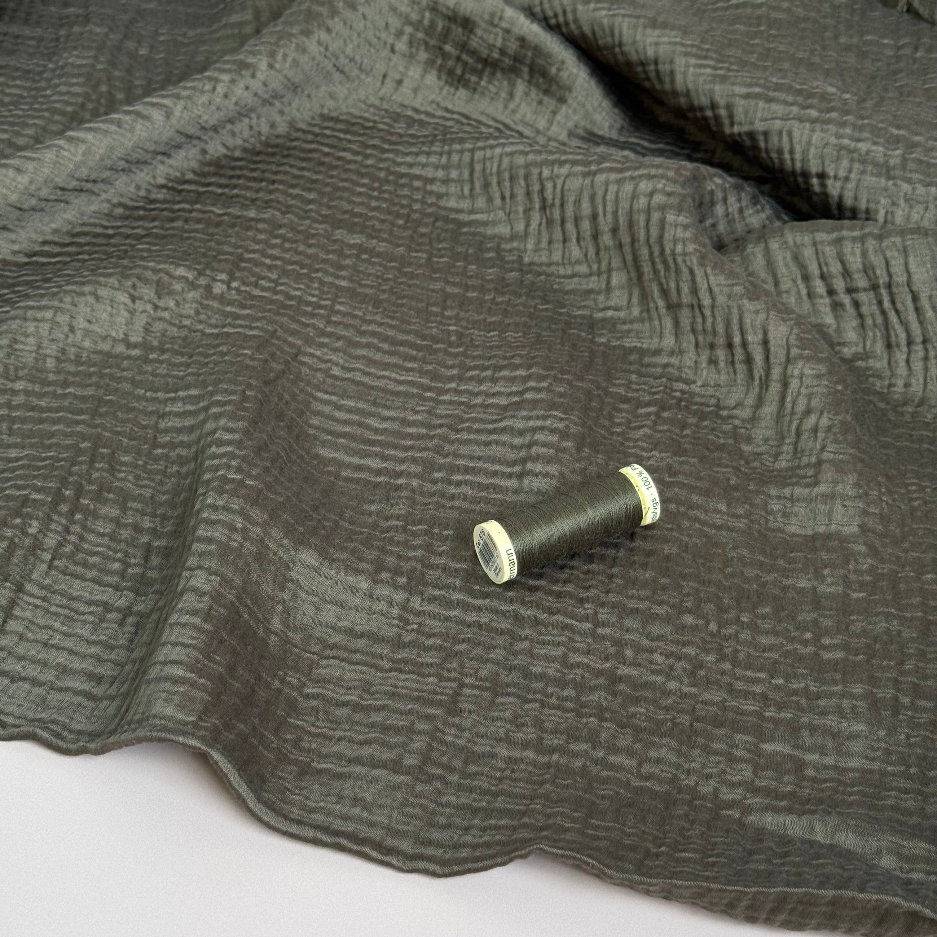 Khaki Textured Double Layer Rayon with TENCEL™ Lyocell Fibres