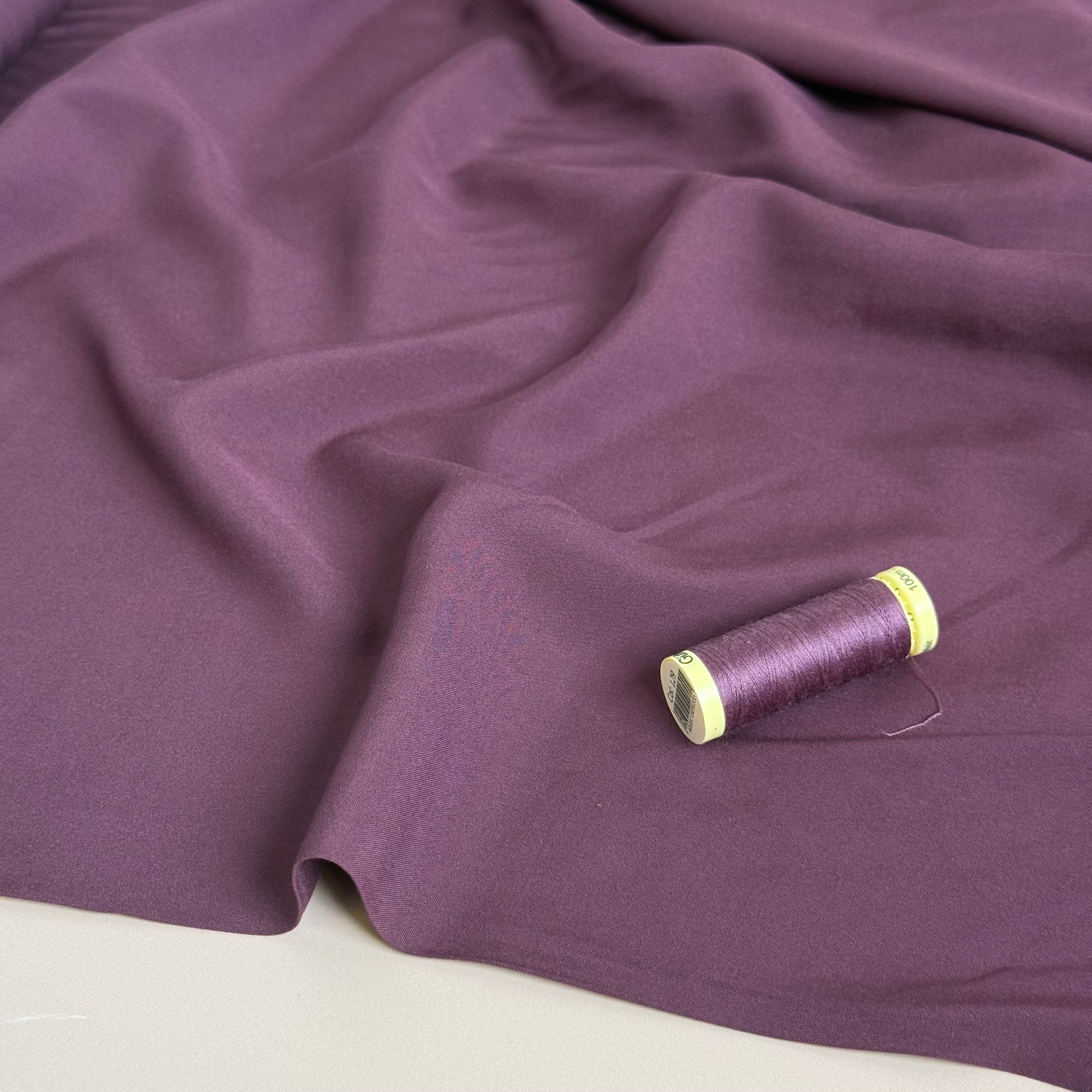 Elegance Aubergine Plain ECOVERO Viscose Fabric
