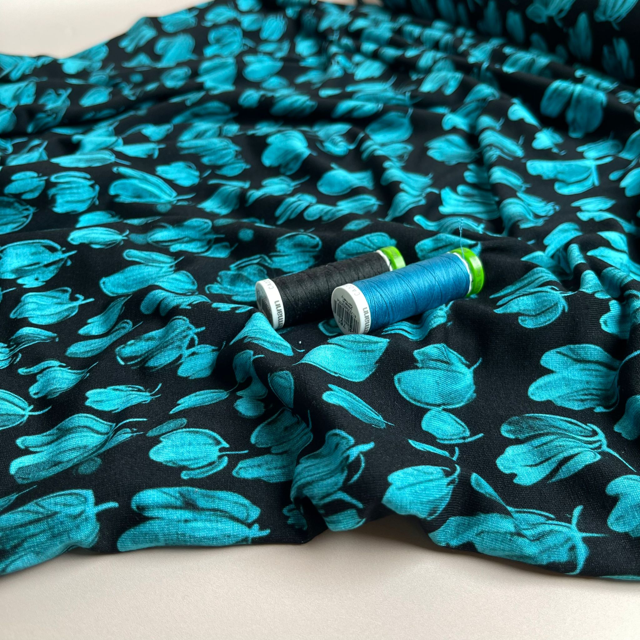 Danish Design - Teal Petals ECOVERVO™ Viscose Jersey