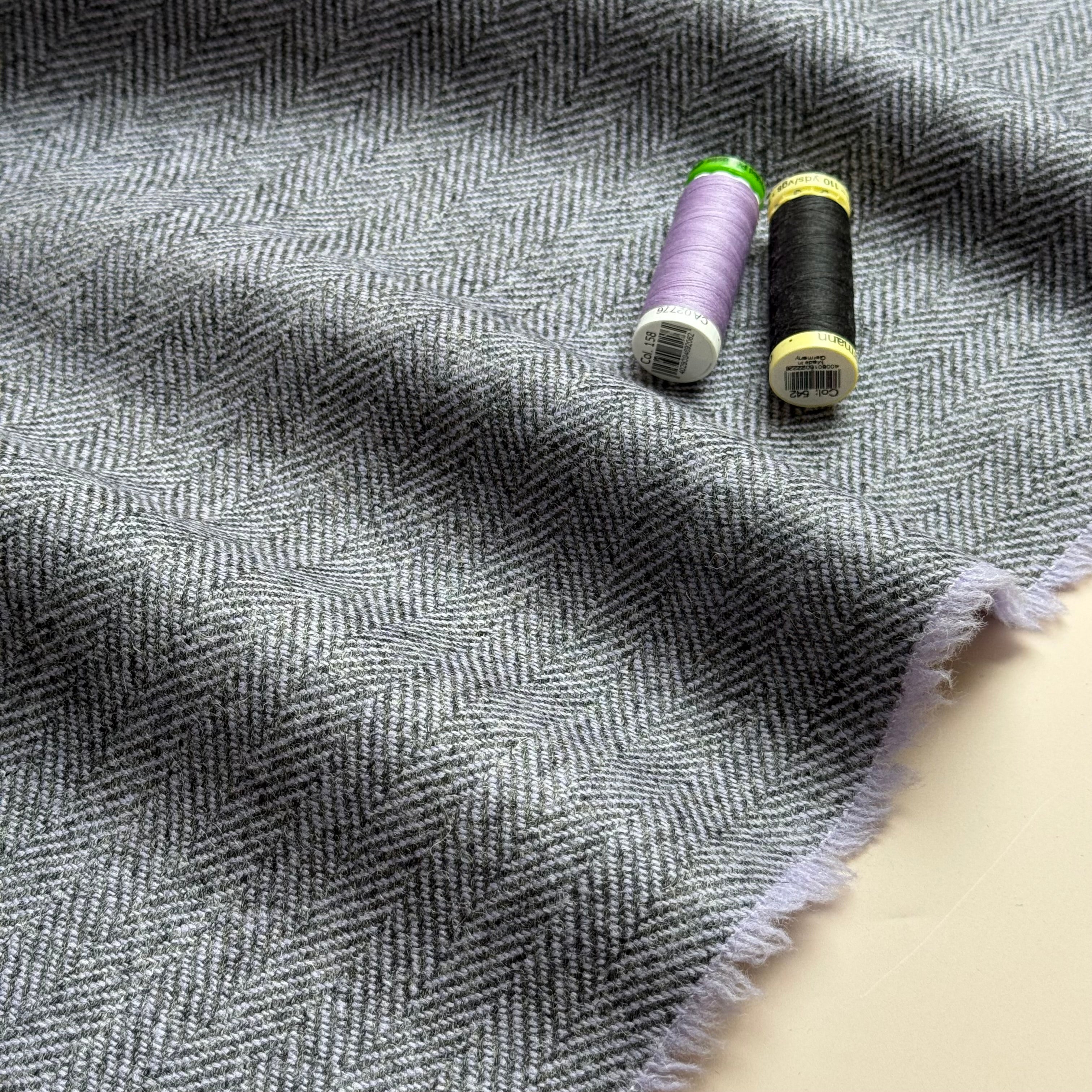 Ex-Designber Deadstock Pure Wool Herringbone Coating Fabric