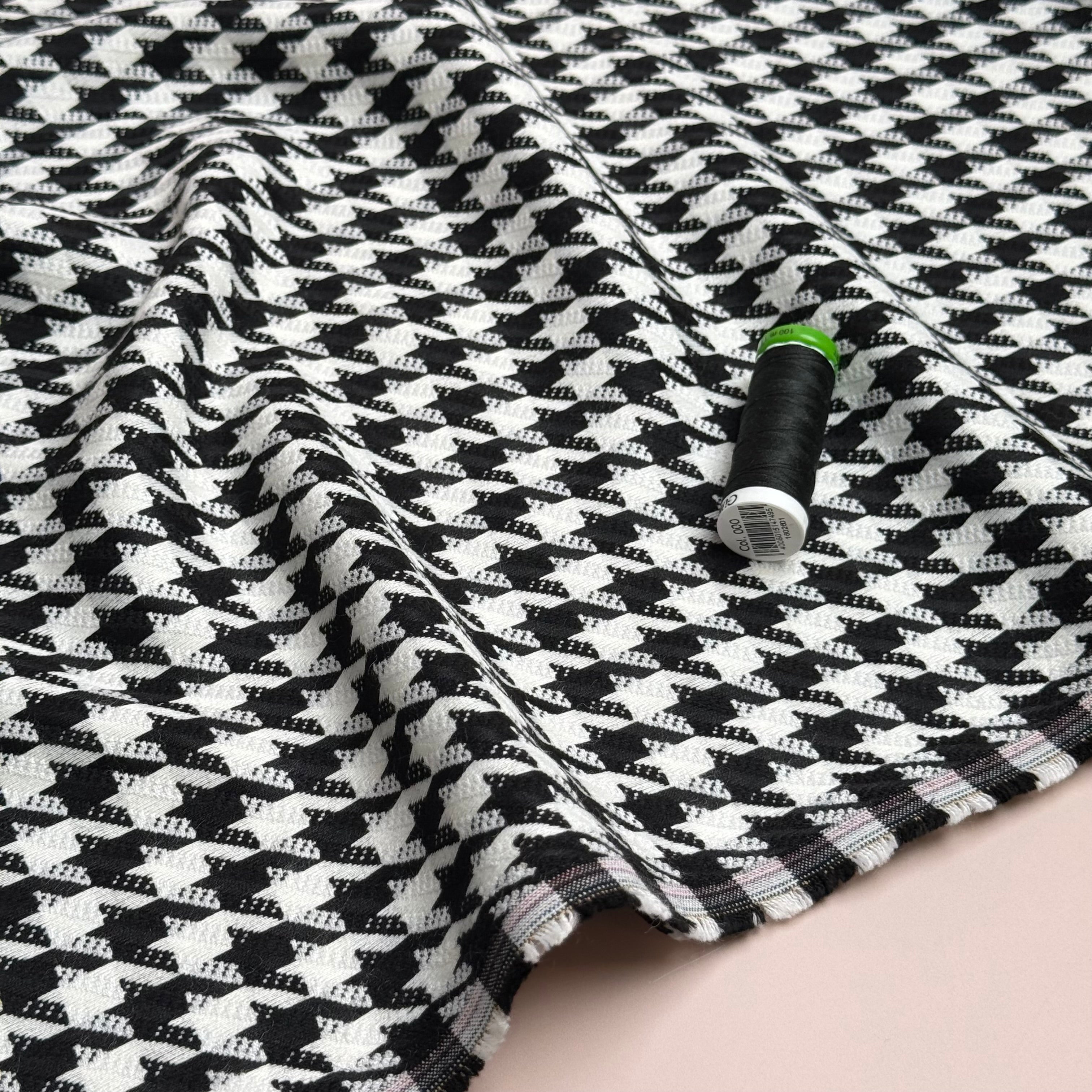 Pied De Poule Houndstooth Viscose Blend Trouser Fabric