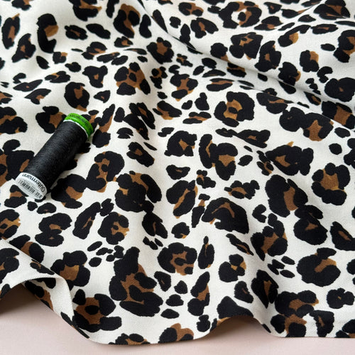 Leopard Off-White Viscose Twill