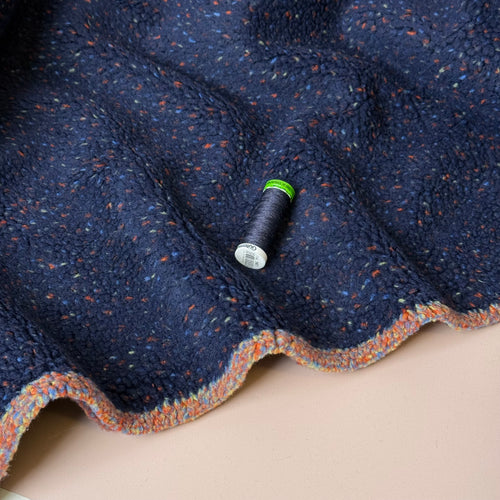 Speckles Navy Teddy Coating Fabric