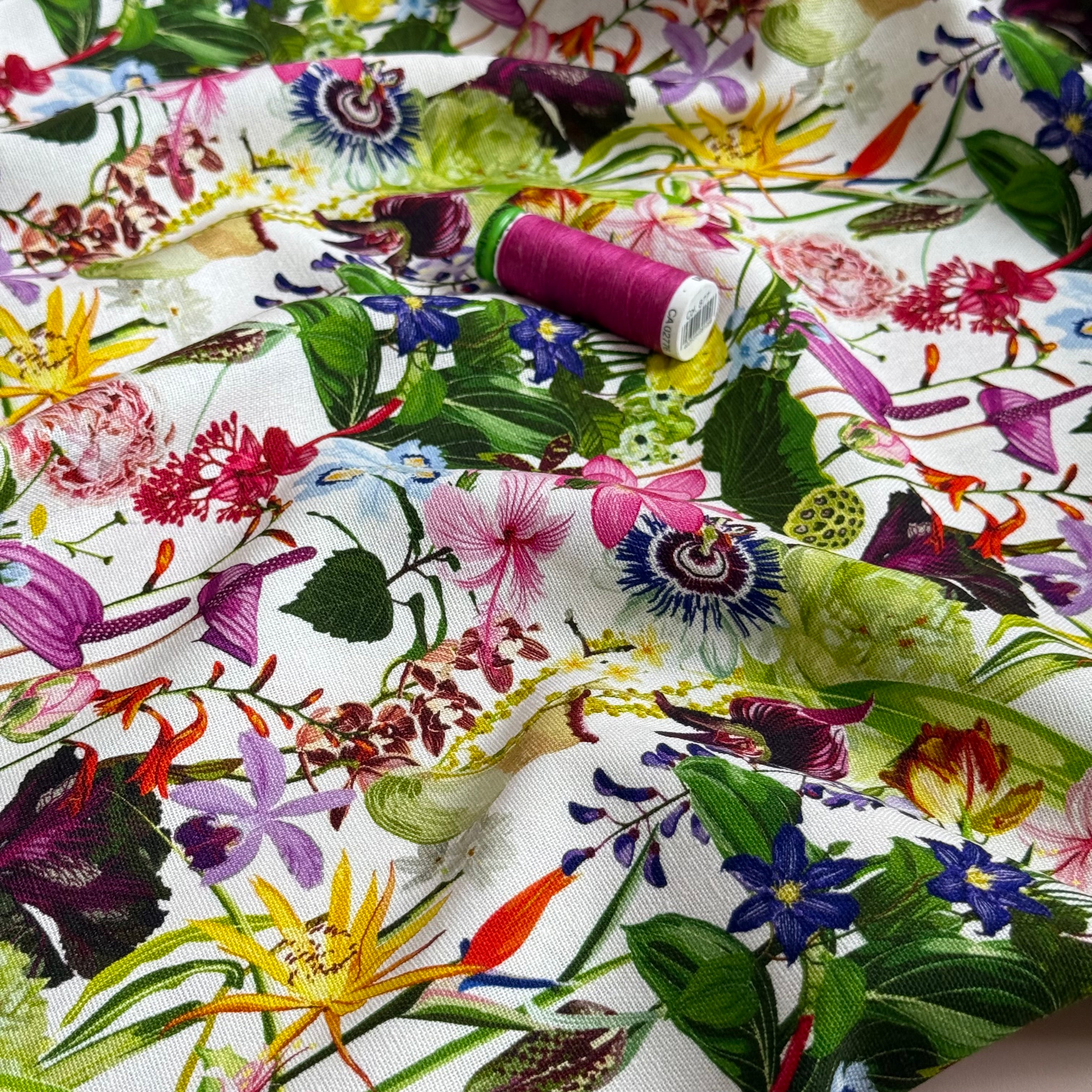 Tropical Garden Viscose Linen Fabric