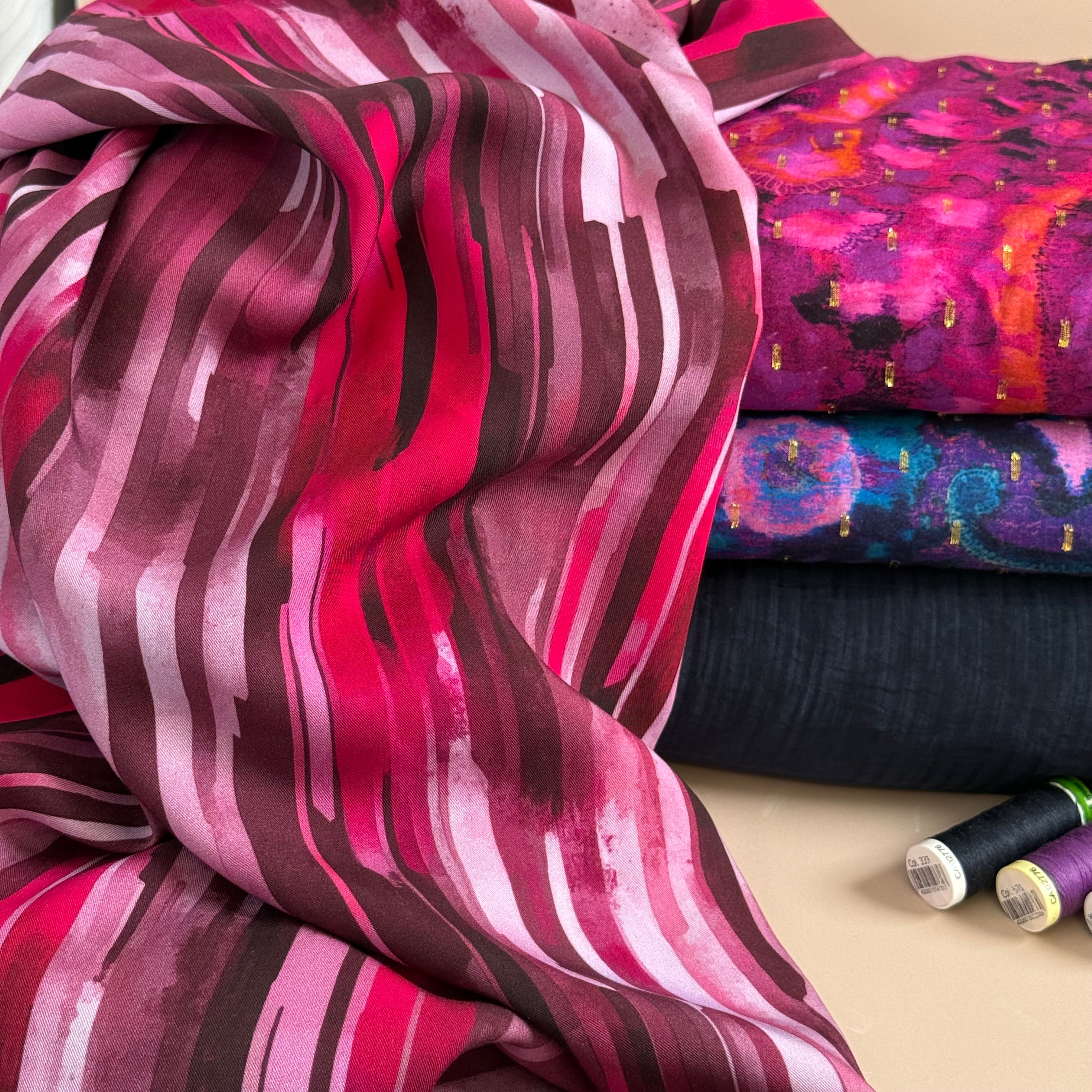 Hazy Stripes Viscose Twill with LENZING™ ECOVERO™ fibres