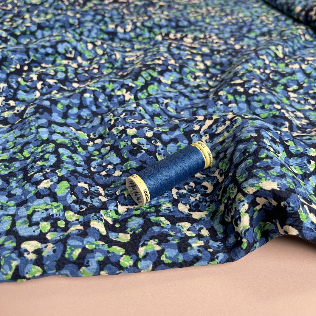 REMNANT 0.56 Metre - Ocean Dots Textured Viscose Crepe Fabric