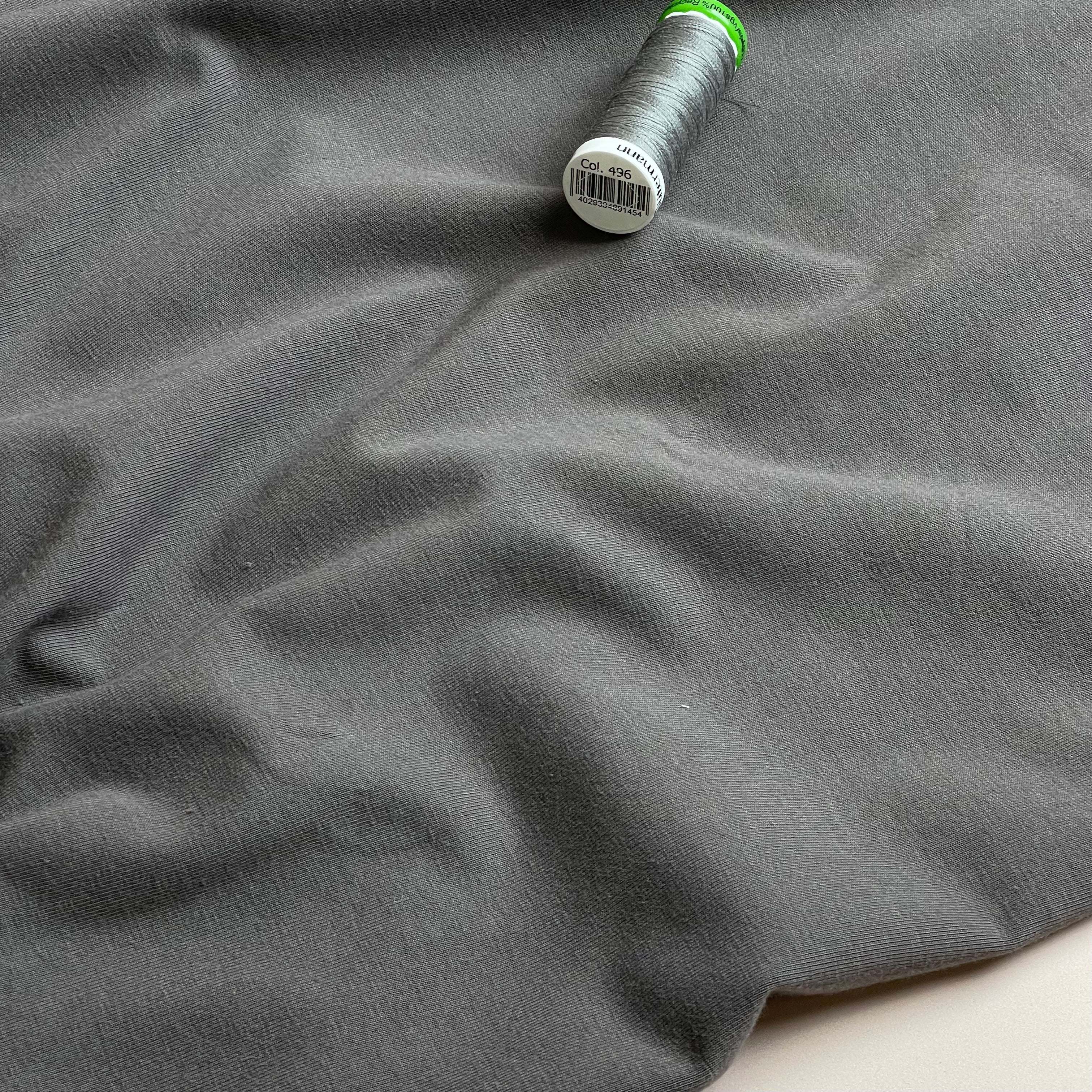 Essential Chic Dark Grey Plain Cotton Jersey Fabric