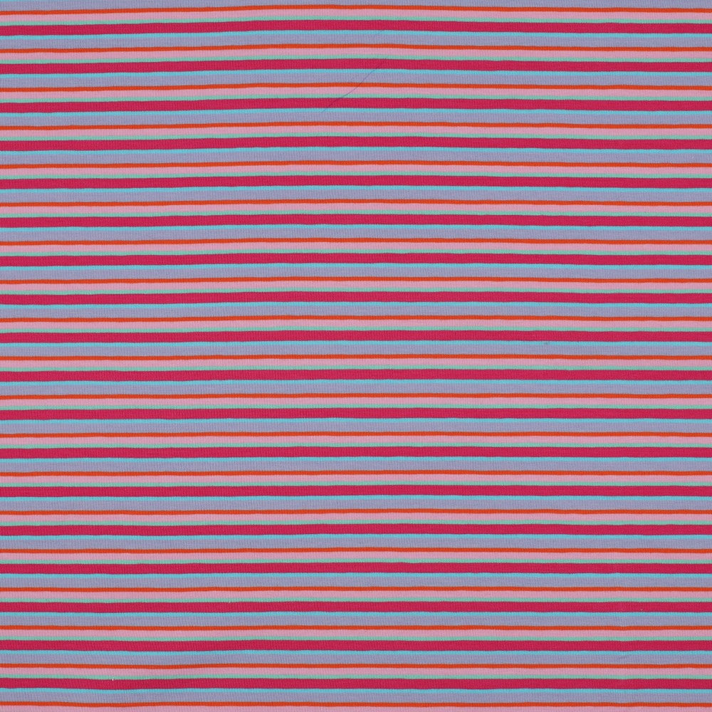 Rainbow Stripe in Pink and Blue Cotton Jersey Fabric