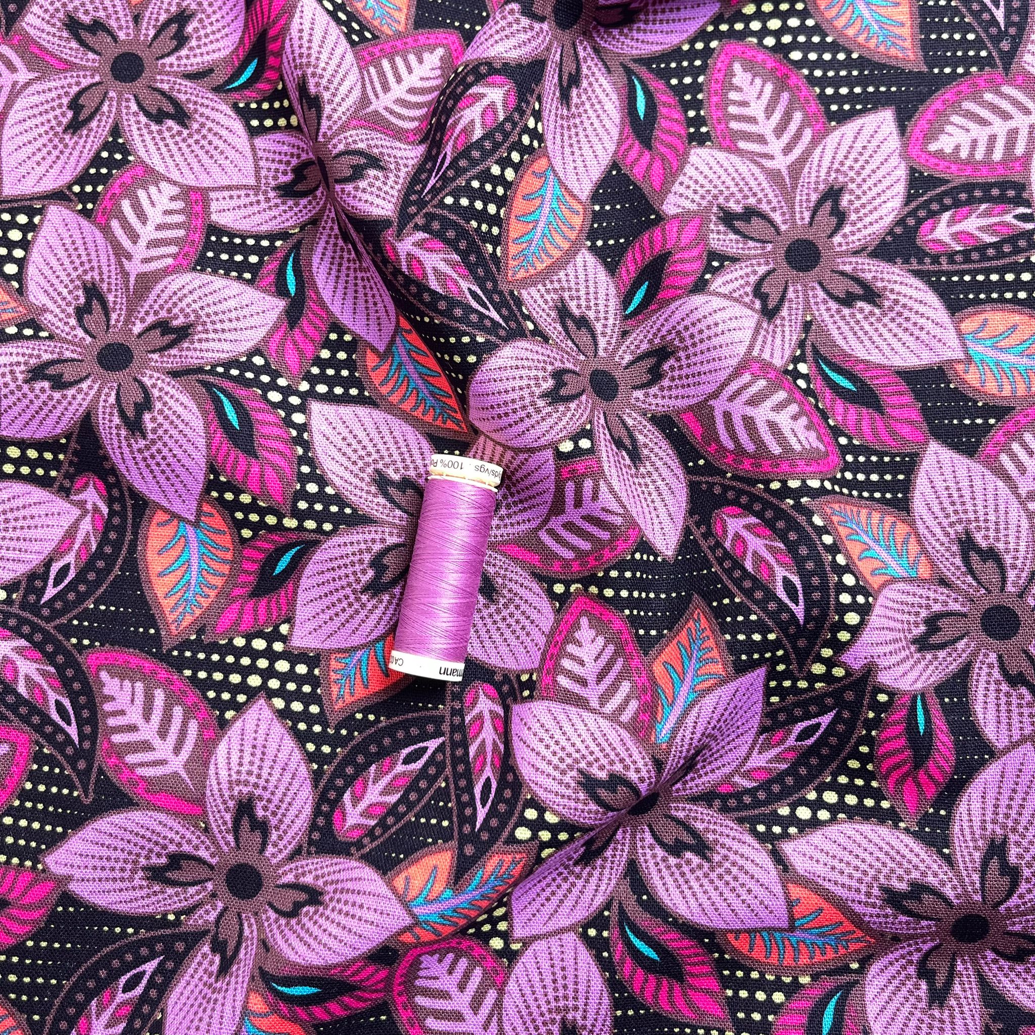 Indy Flowers in Pink Linen Viscose Blend Fabric