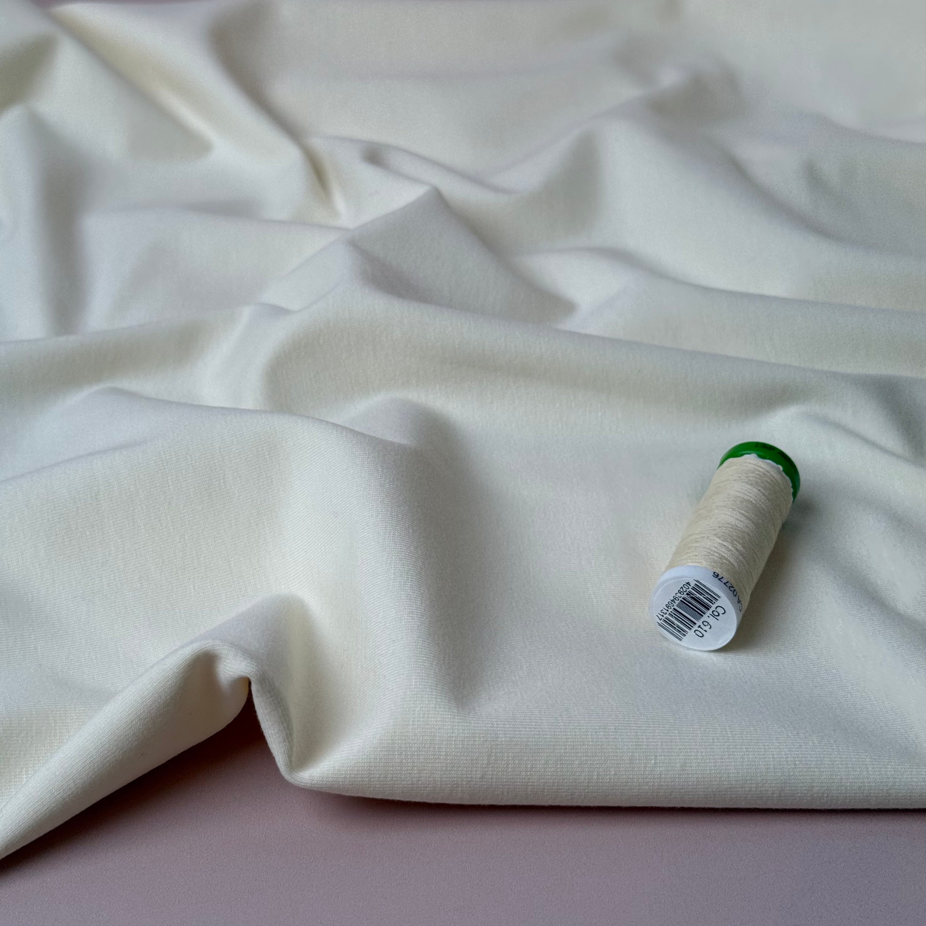 Essential Chic Clotted Cream Plain Cotton Jersey Fabric