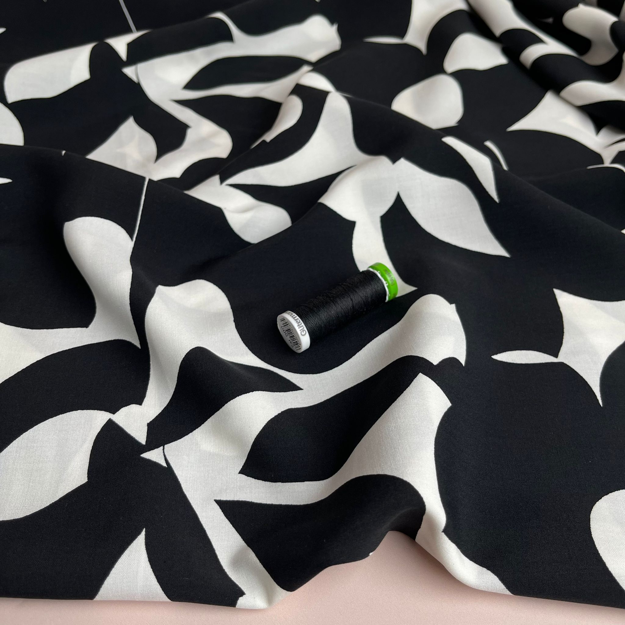 Shadows Black Viscose Fabric