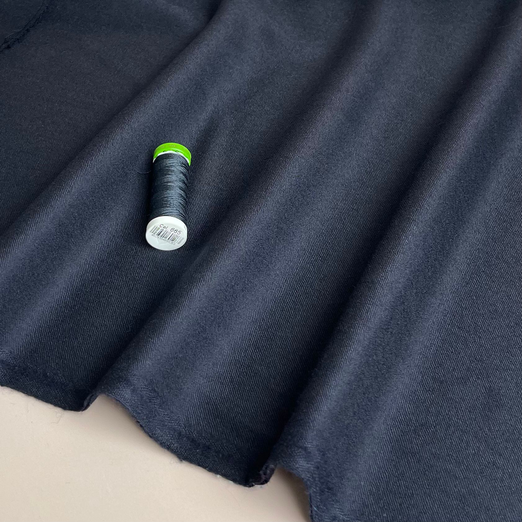 REMNANT 0.91 Metre - Deadstock Navy Wool Flannel Fabric