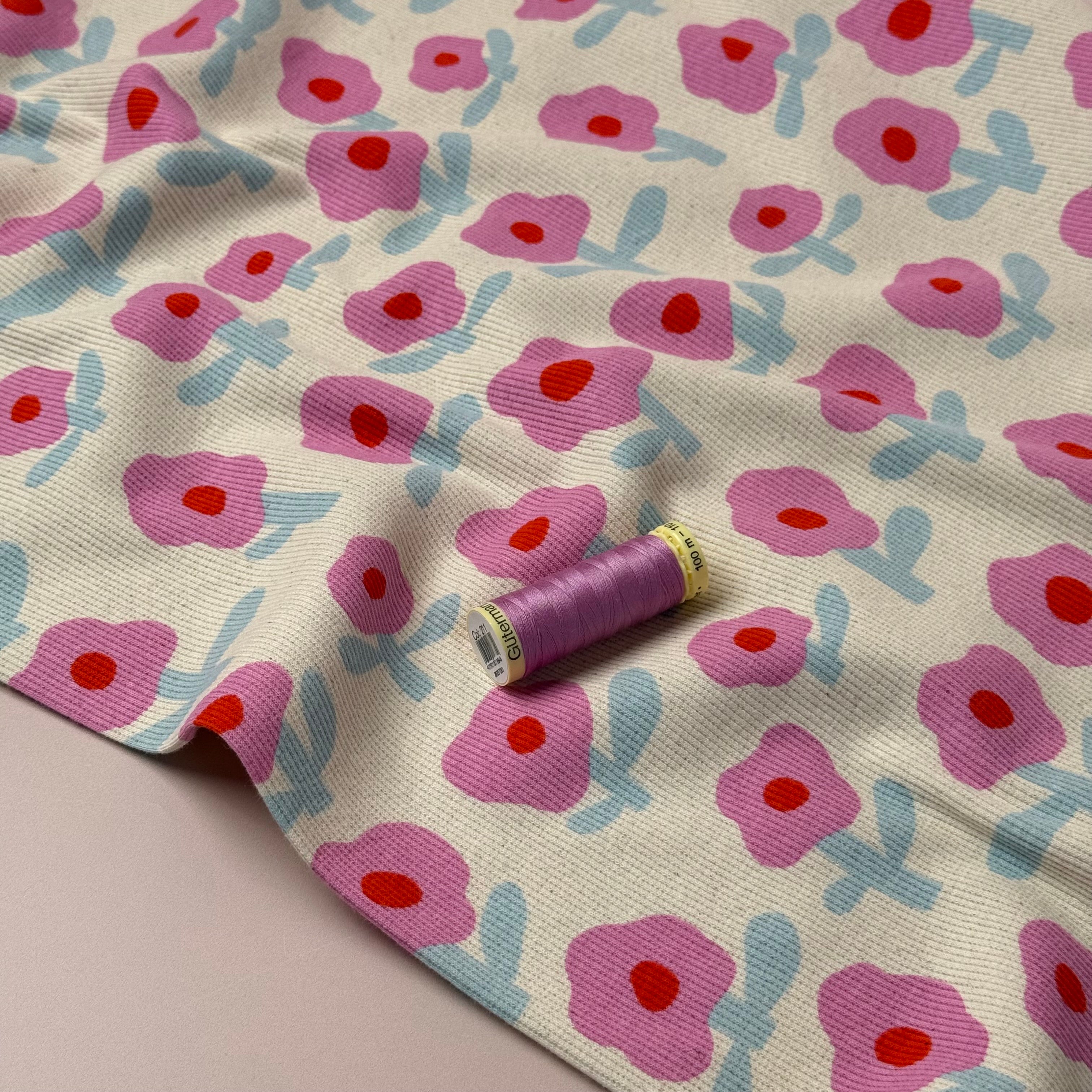 Natural Flowers Organic GOTS Cotton Ribbed Jersey