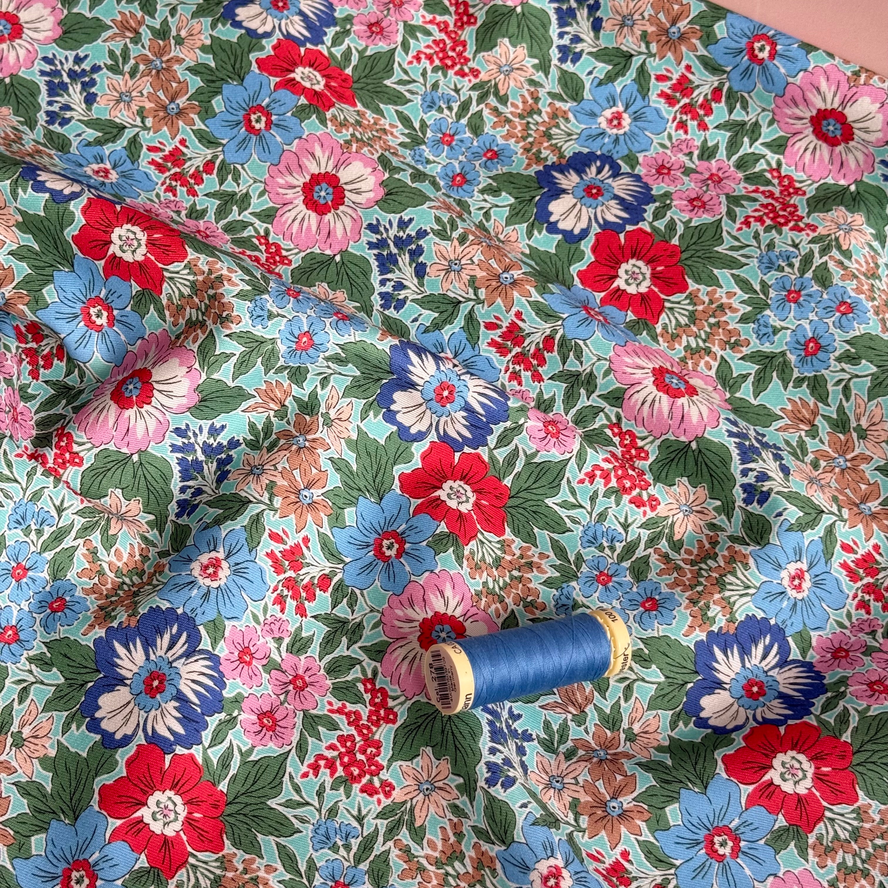 Spring Meadow Mint Canvas Gabardine Twill