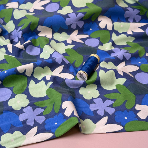 Ocean Flowers Cotton Jersey Fabric