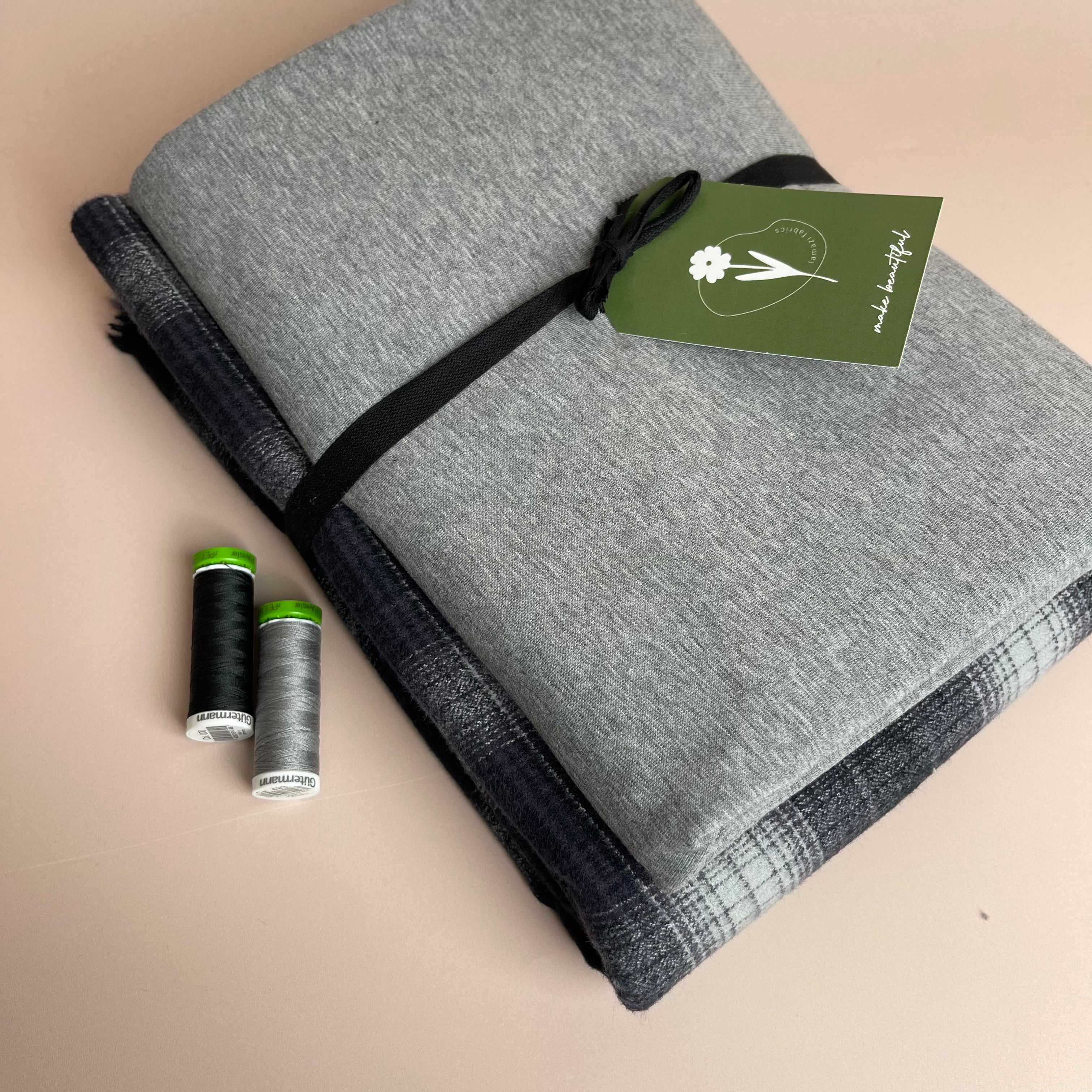 Limited Edition - Luxury Pyjama Kit with Charcoal Check Cotton Flannel