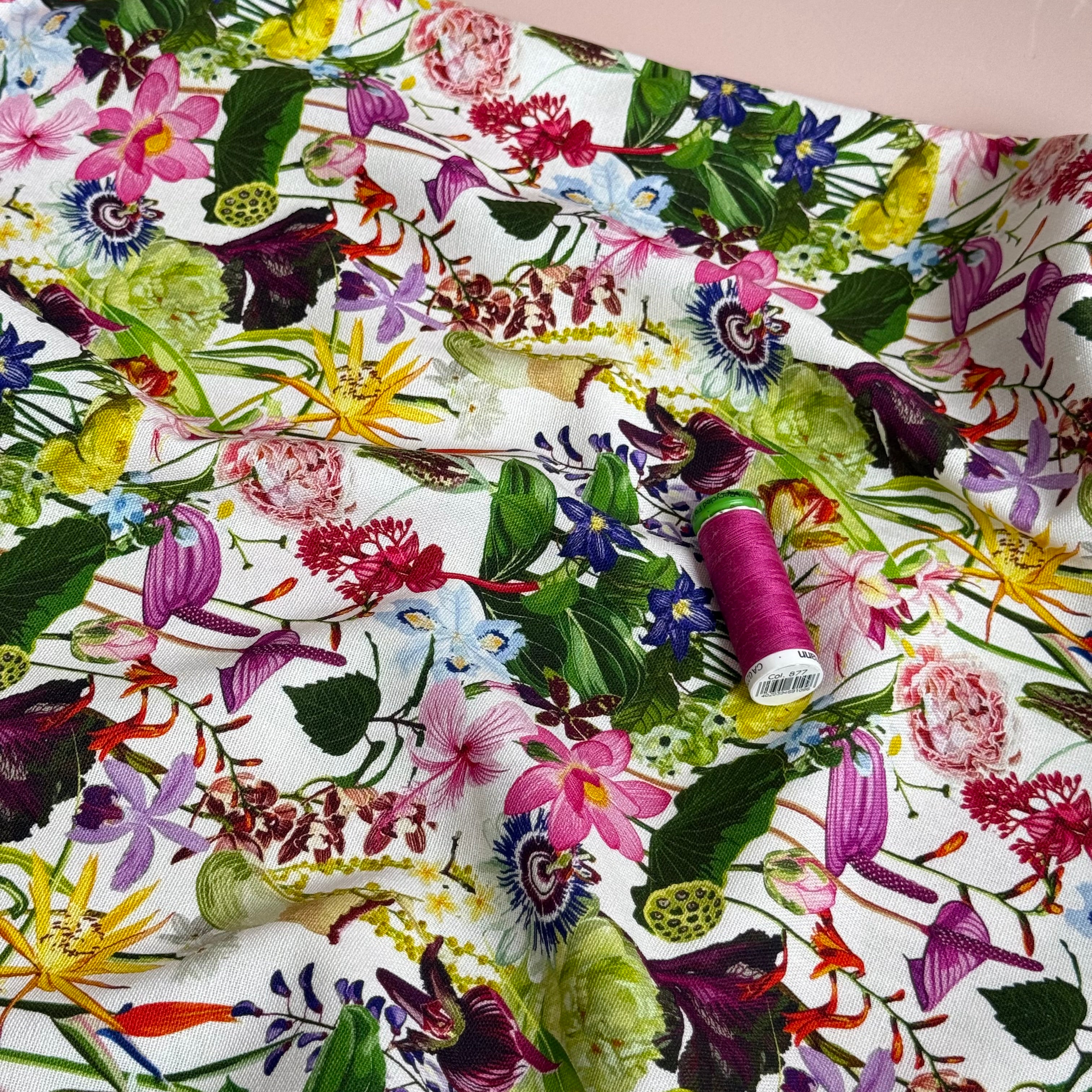 Tropical Garden Viscose Linen Fabric