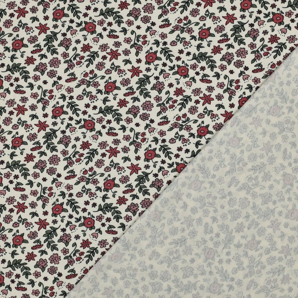 Flowers on Natural GOTS Organic Cotton Jersey