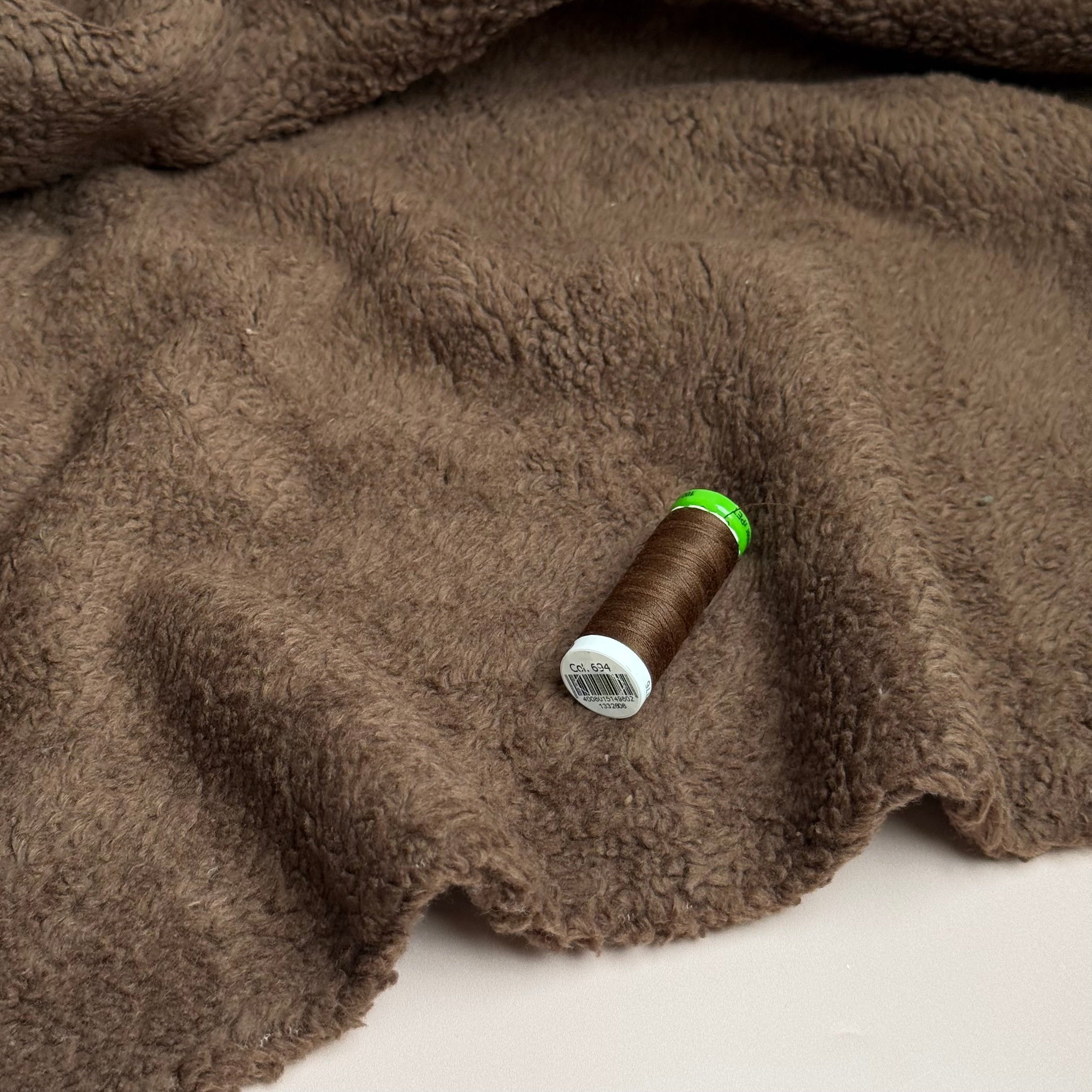 Cotton Teddy Fabric in Brown