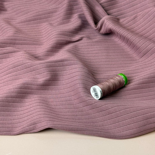 Wistful Mauve Cotton Ribbed Jersey