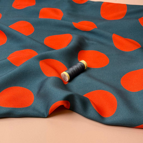 Light & Lush - Large Polka Dots in Orange Viscose Twill Fabric