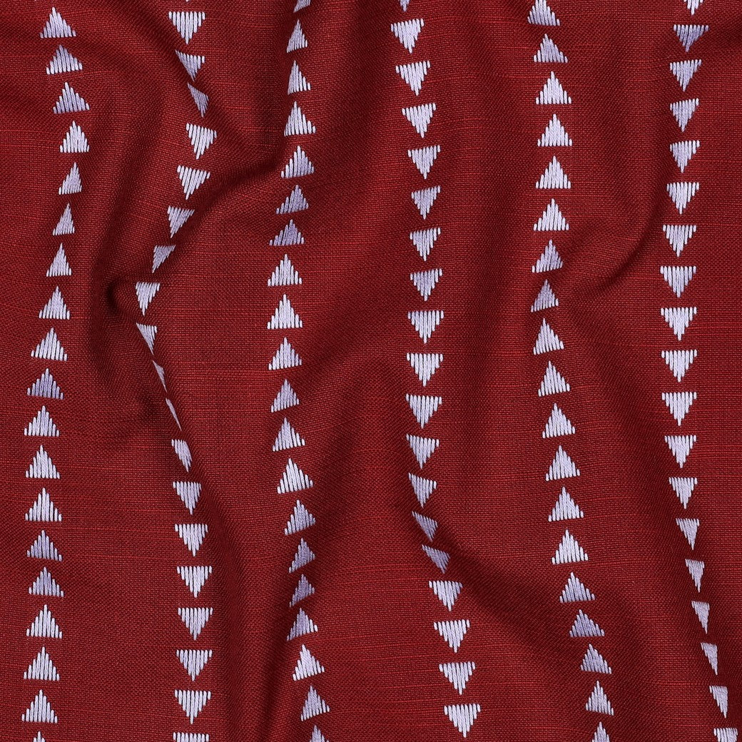 Boho Triangles Burgundy Yarn Dyed Cotton Jacquard