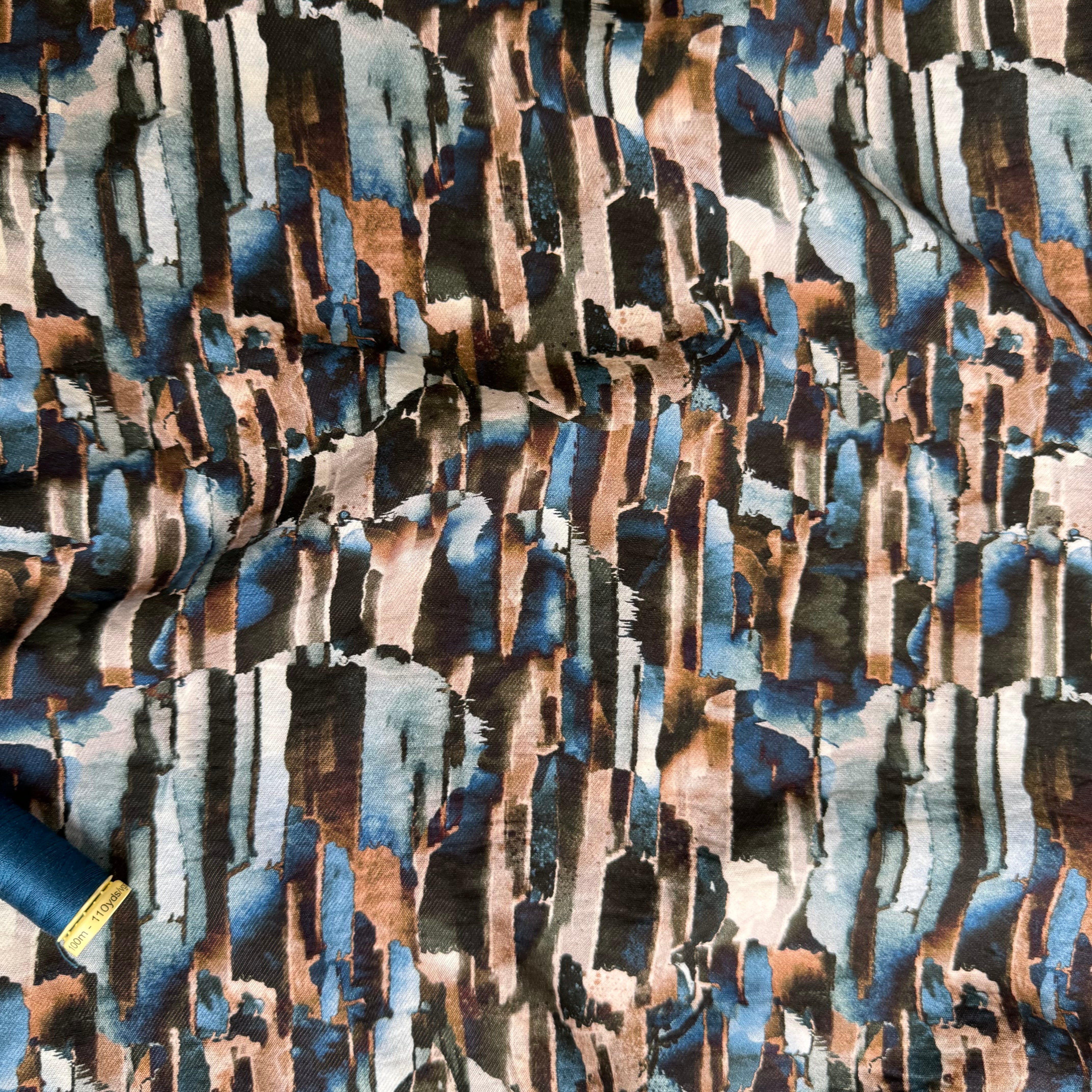 Painterly Rocks Fine Viscose Twill