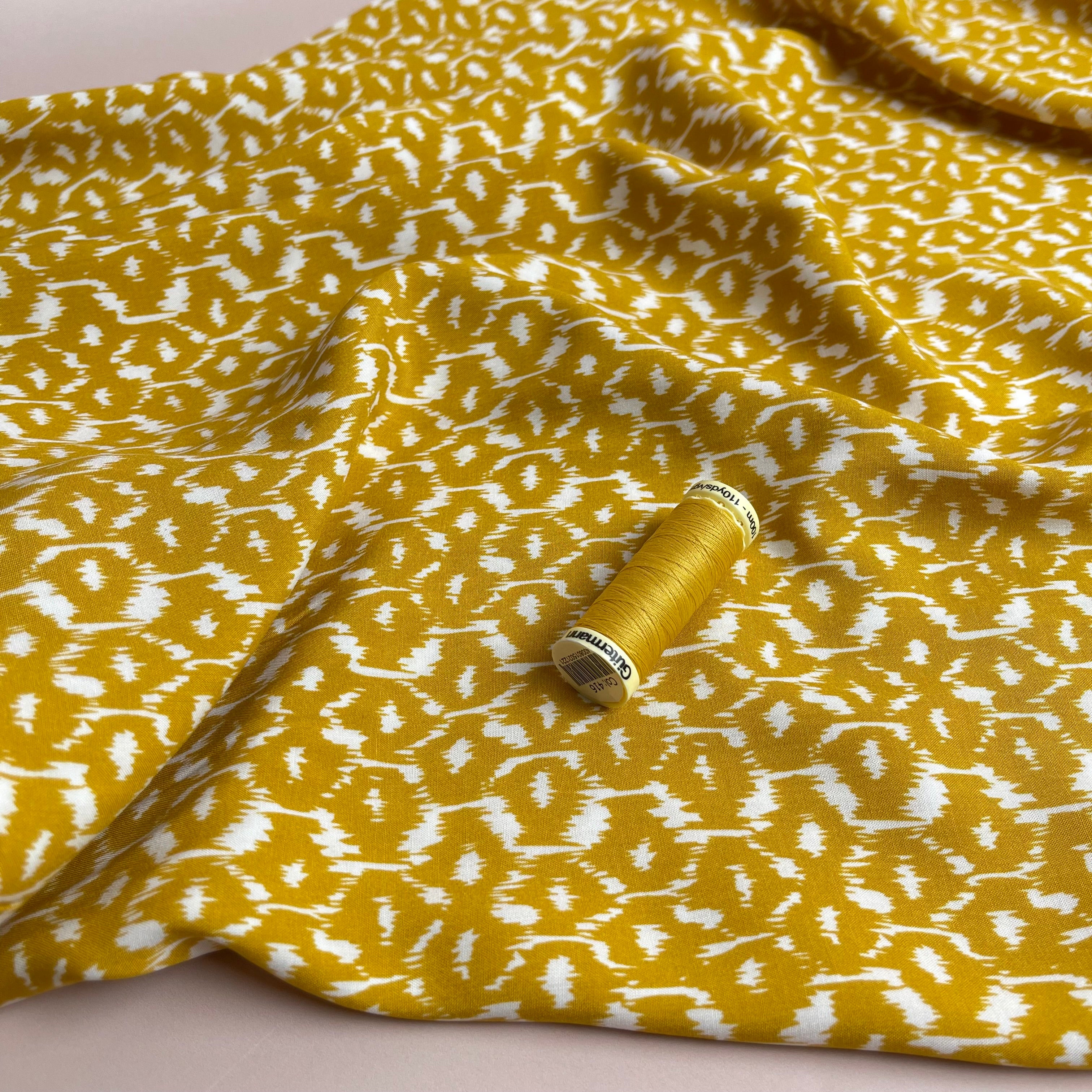 Honeycombs Ochre Viscose Fabric