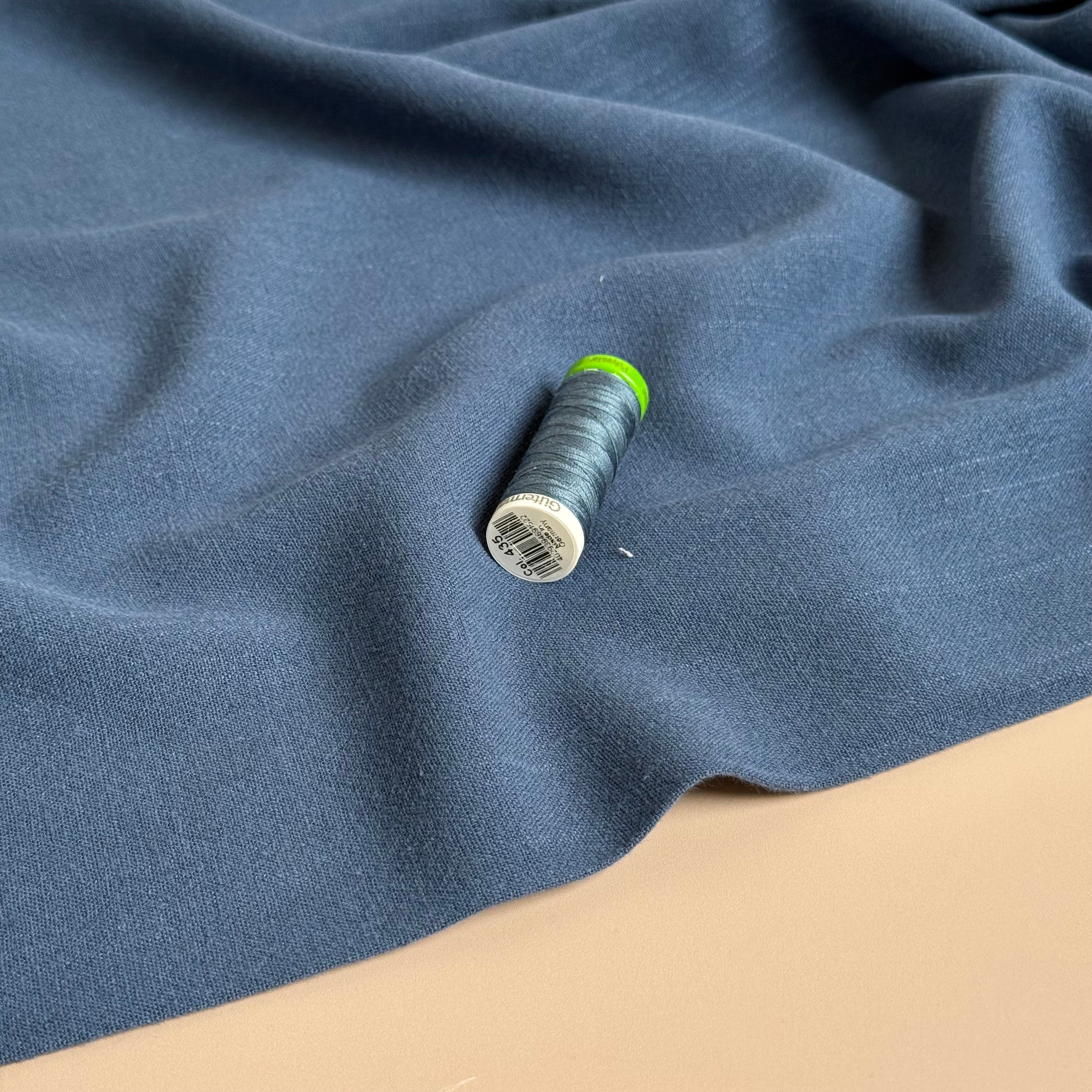 Flow Sailor Blue Viscose Linen Blend Dress Fabric