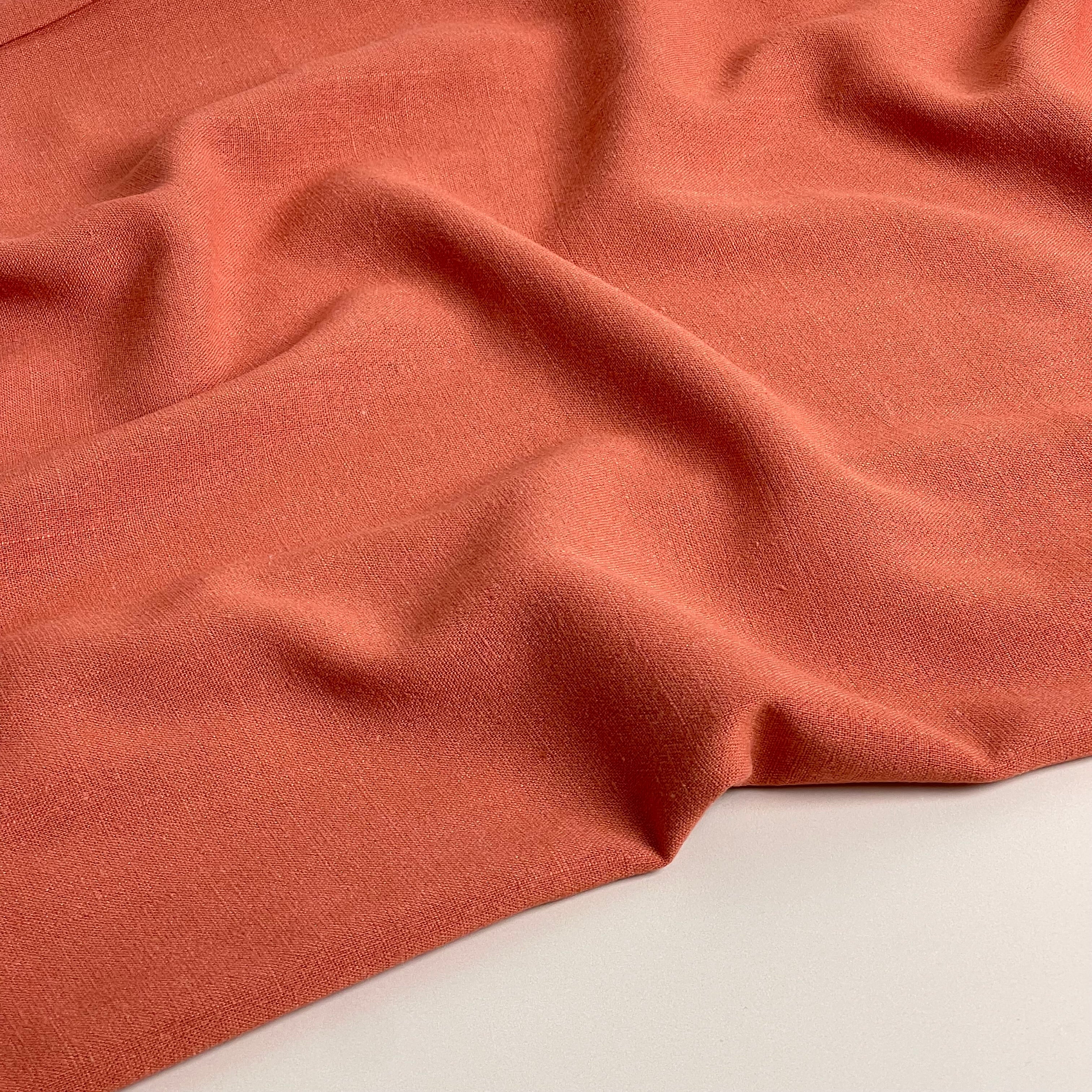 Flow Terracotta Viscose Linen Blend Dress Fabric