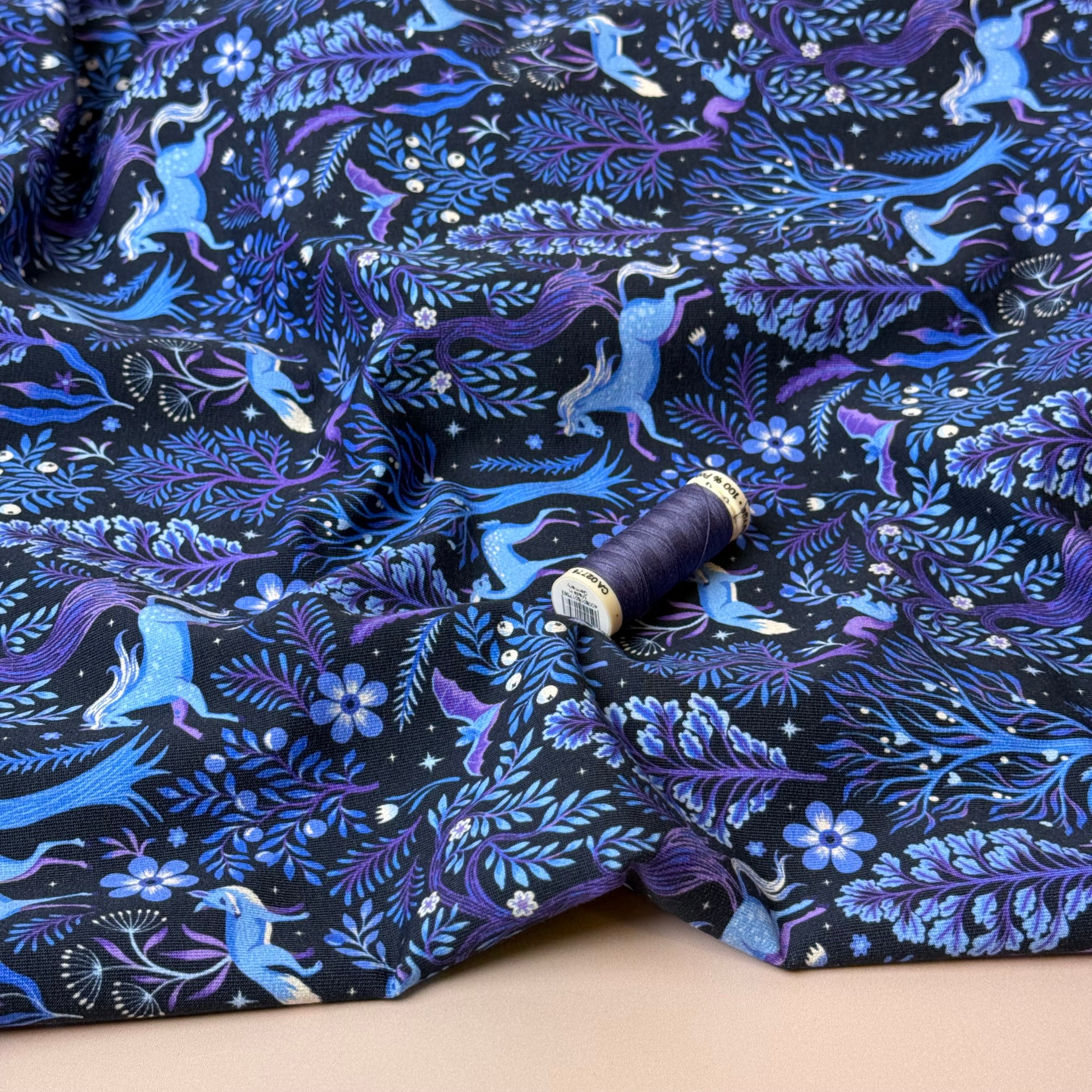 Enchanted Forest Navy Cotton French Terry