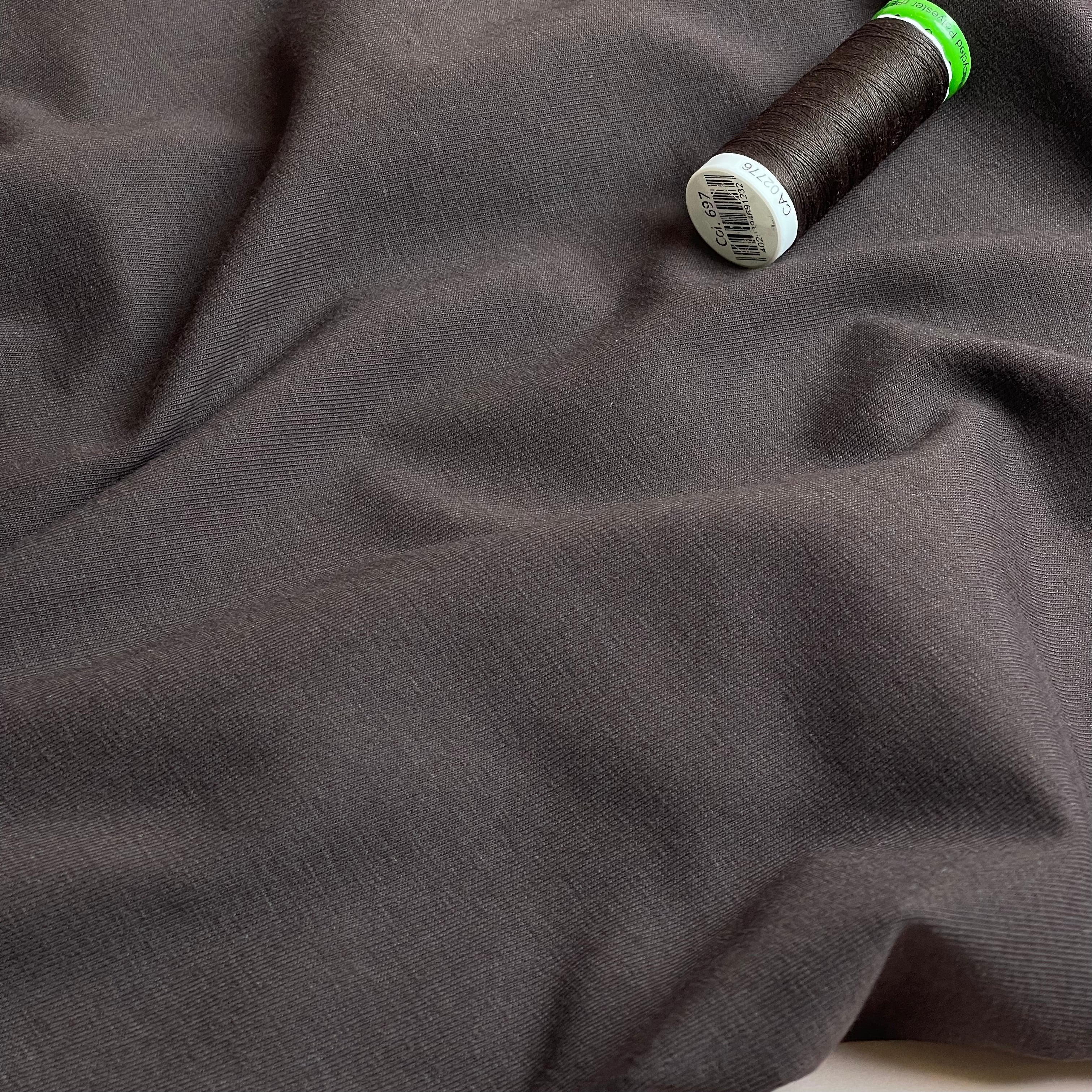 Essential Chic Dark Brown Plain Cotton Jersey Fabric