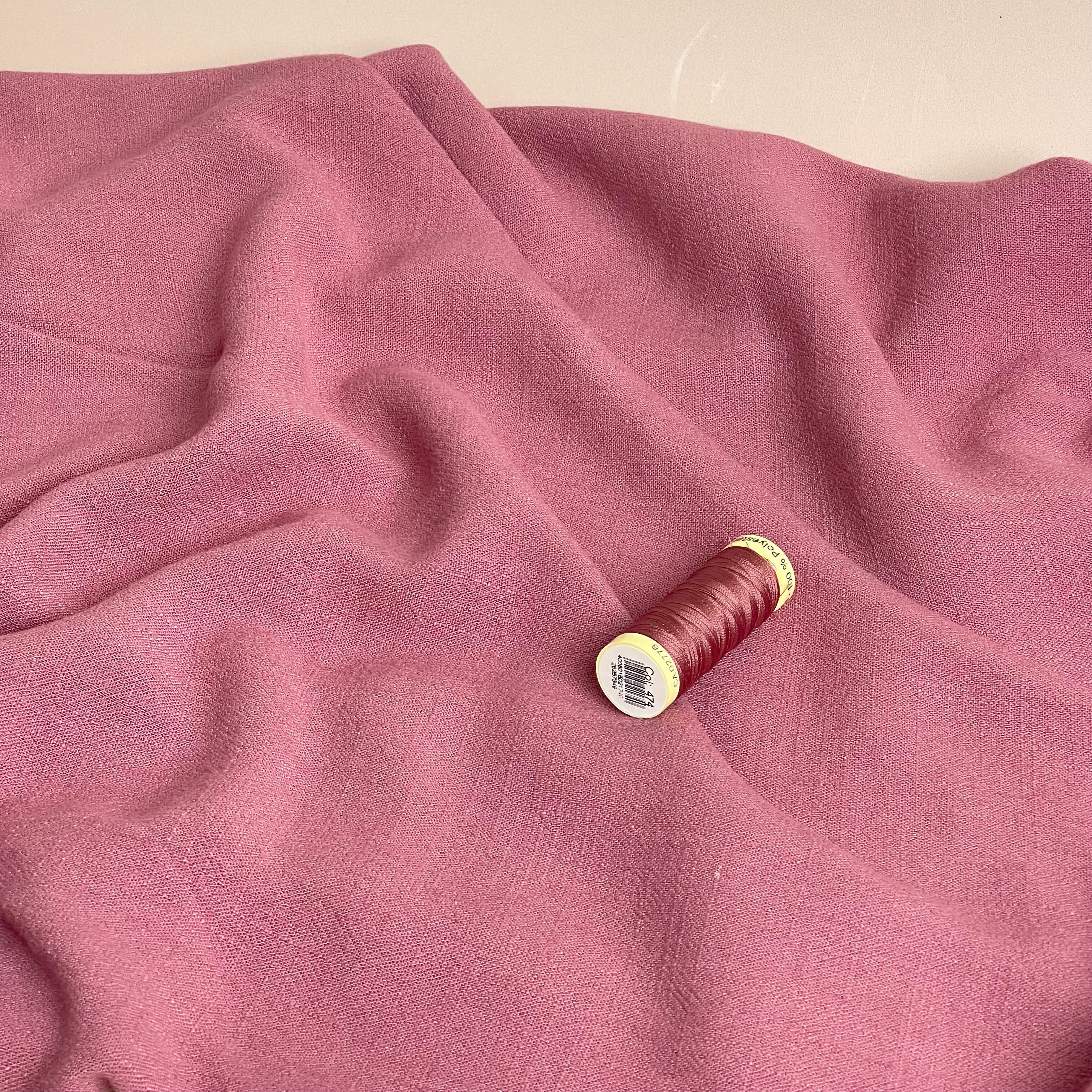 Flow Pink Viscose Linen Blend Dress Fabric