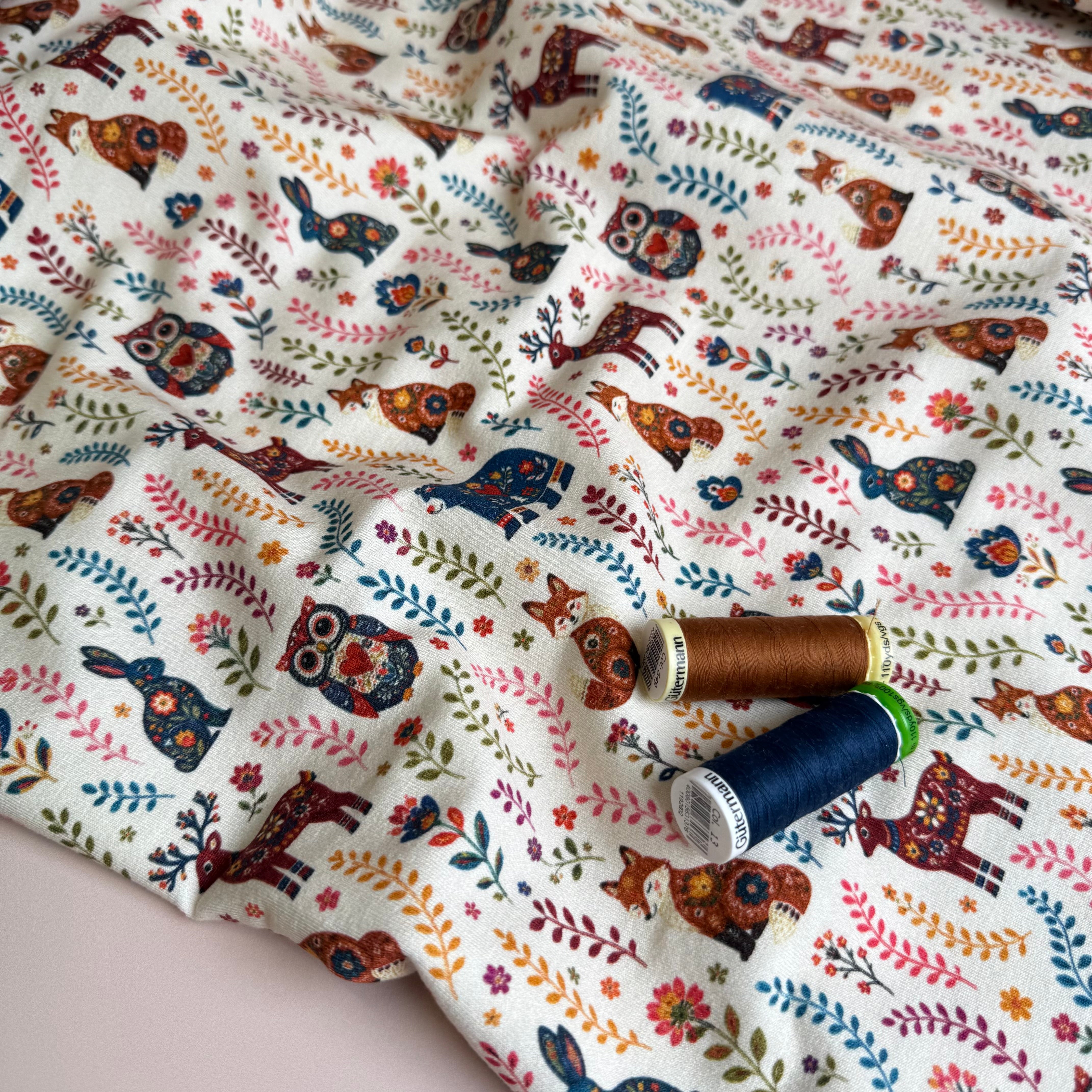 Nordic Animals Soft Cotton Sweat-shirting Fabric