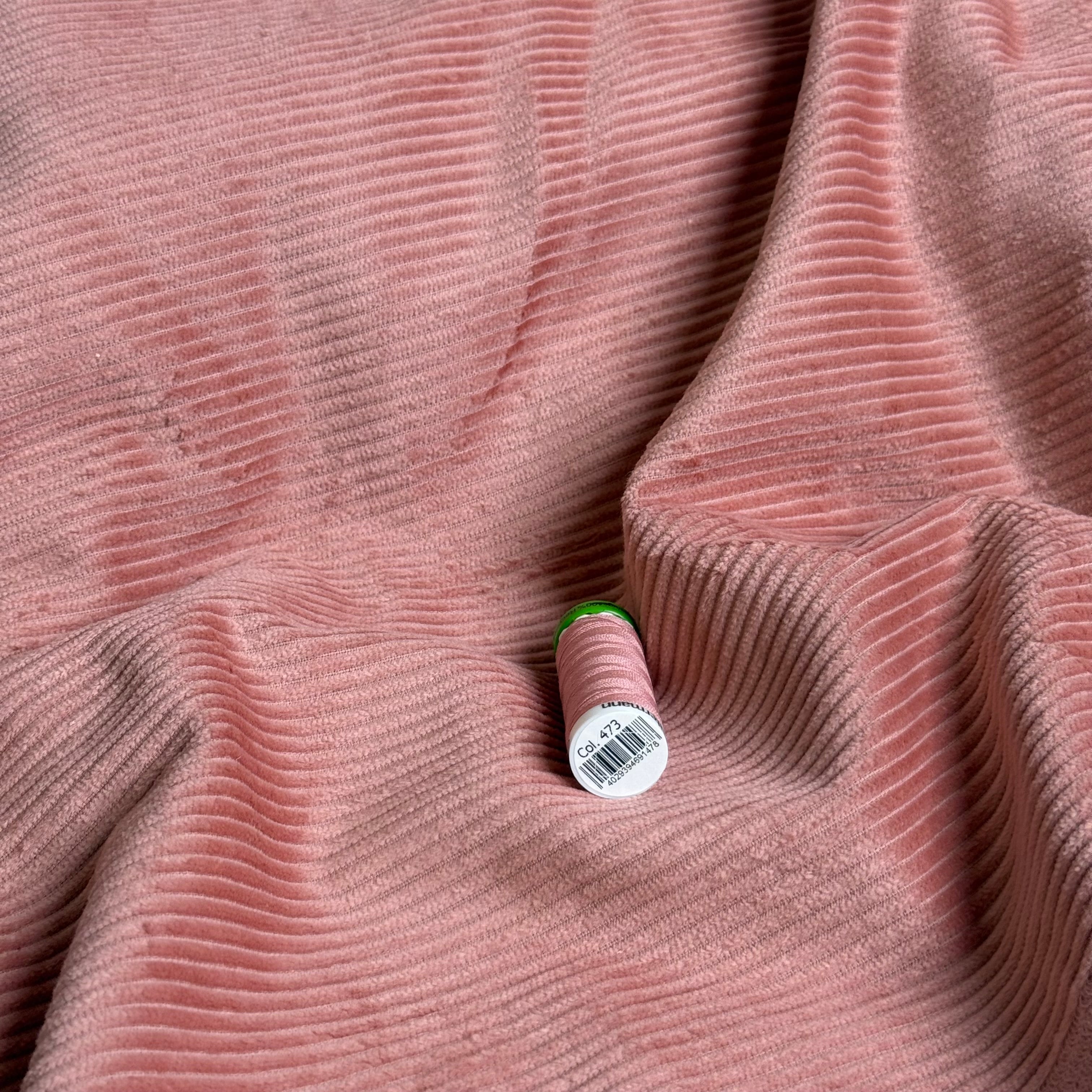 Ex-Designer Deadstock - 4.5W Pure Cotton Washed Corduroy in Dusky Pink