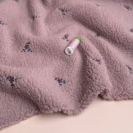 Teddy Fabric with Embroidered Flowers in Mauve