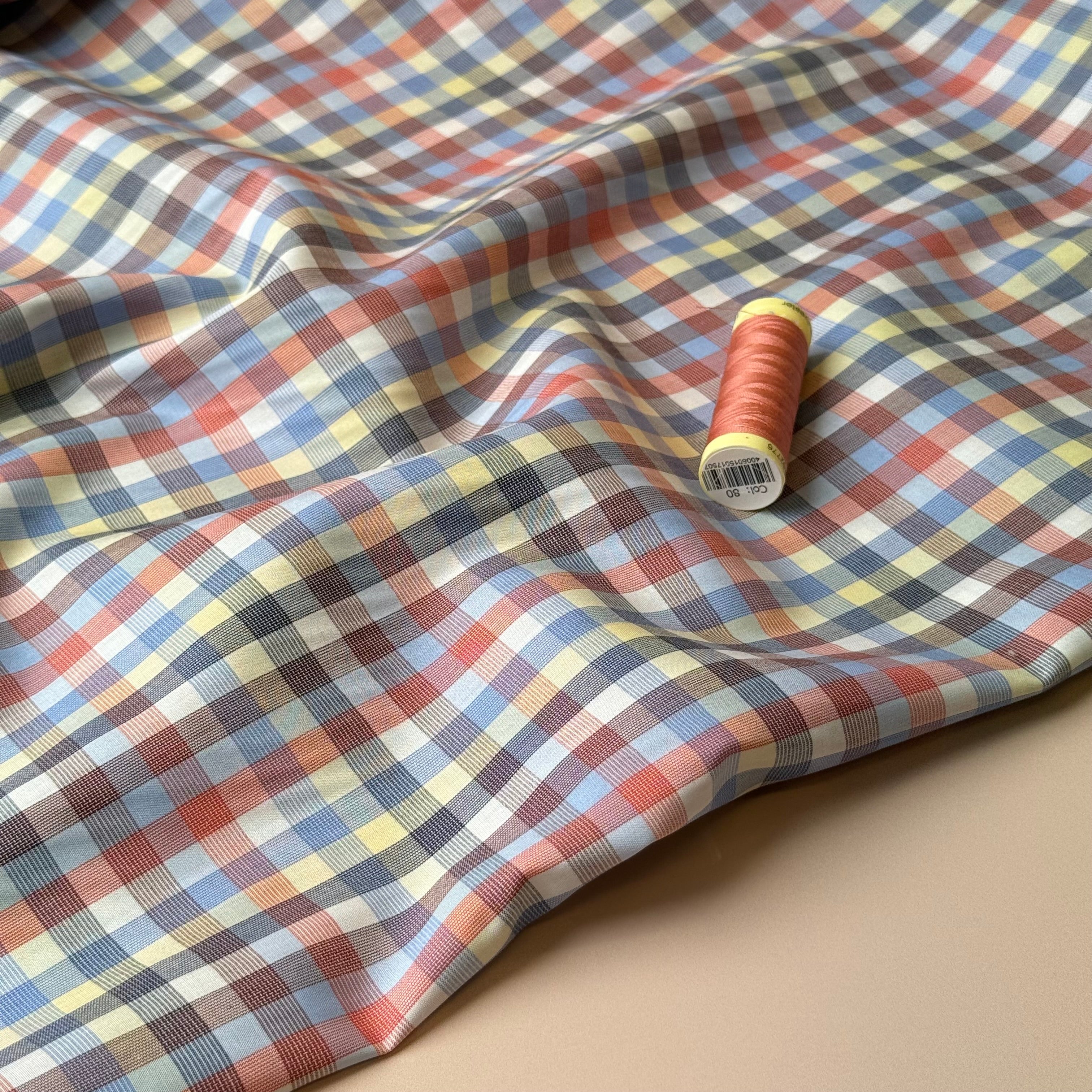 Ex-Designer Deadstock Yarn Dyed Checks Fine Cotton Fabric