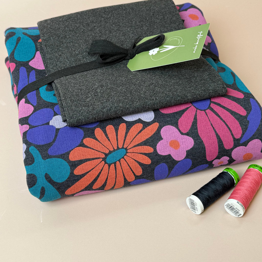 Colour Bundles - Flowers Melange Sweatshirt & Ribbing