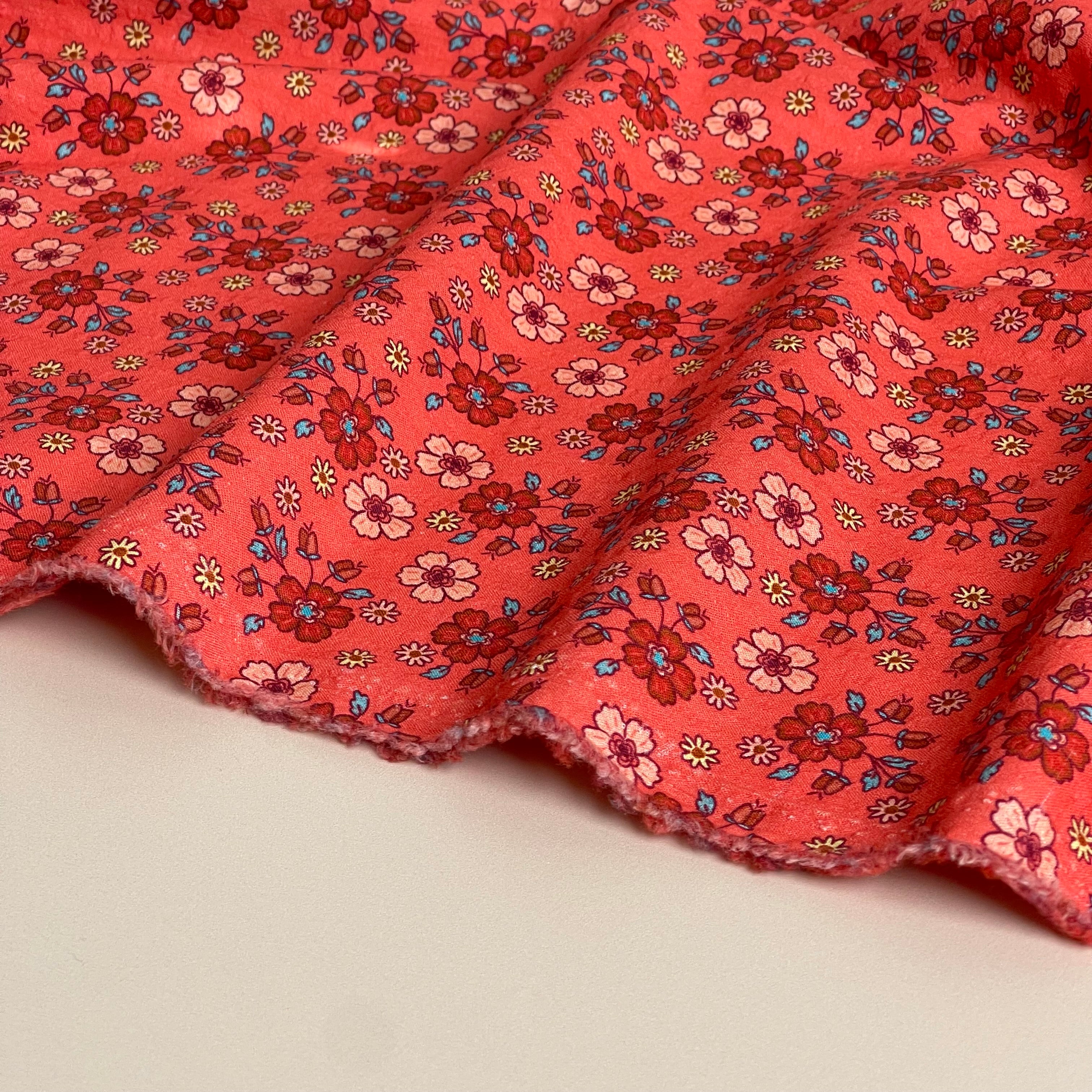 Floral Bubble Stripes Cotton Seersucker Fabric