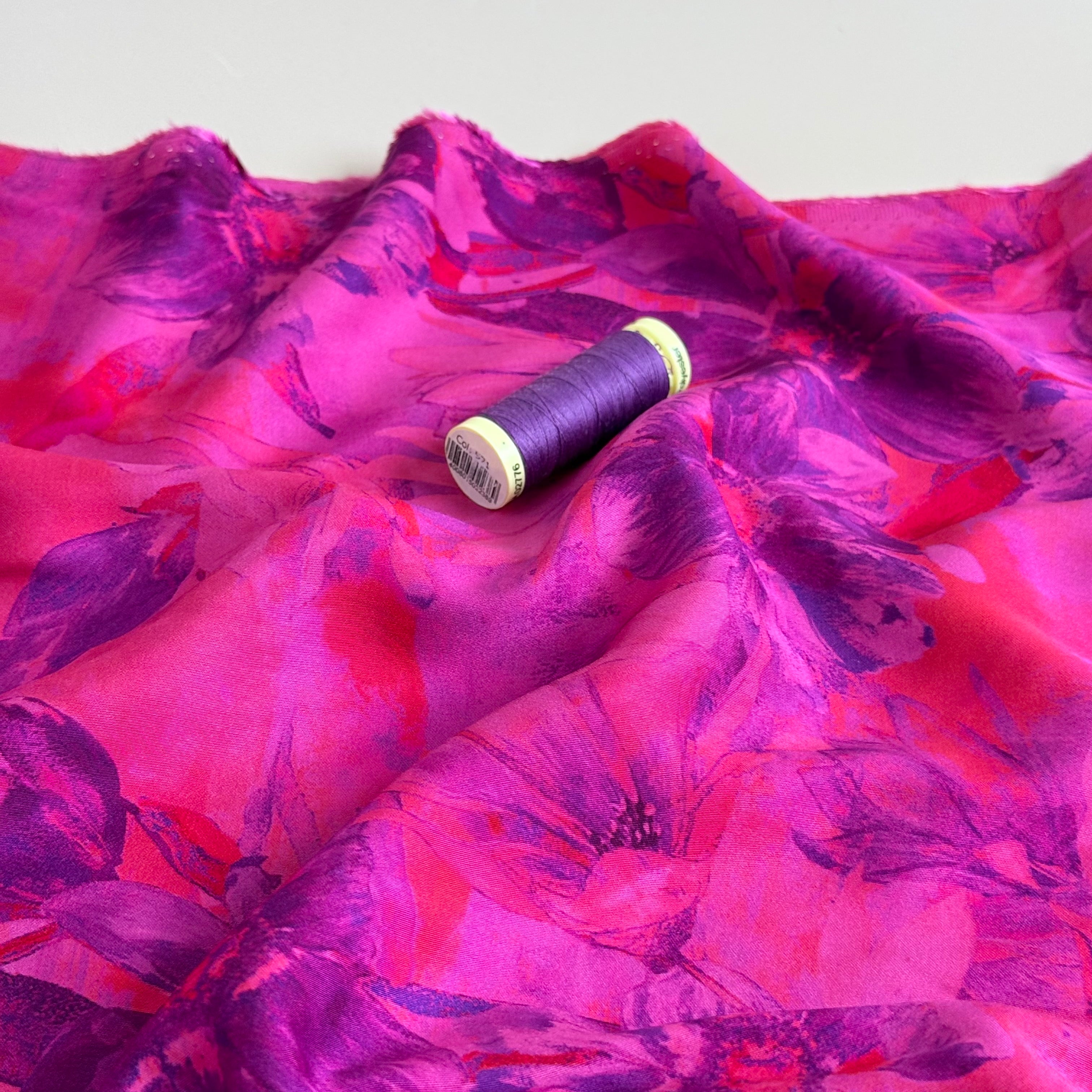 Shadow Flowers Viscose Sateen Fabric