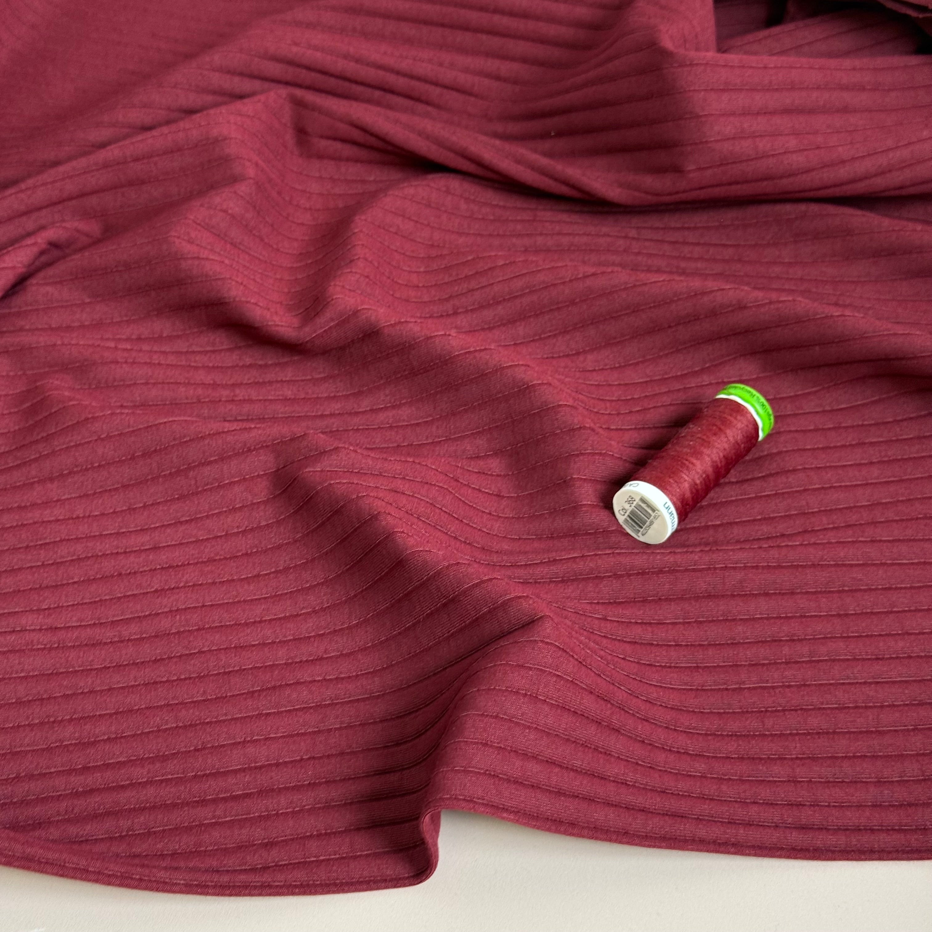 Burgundy Cotton Ribbed Jersey